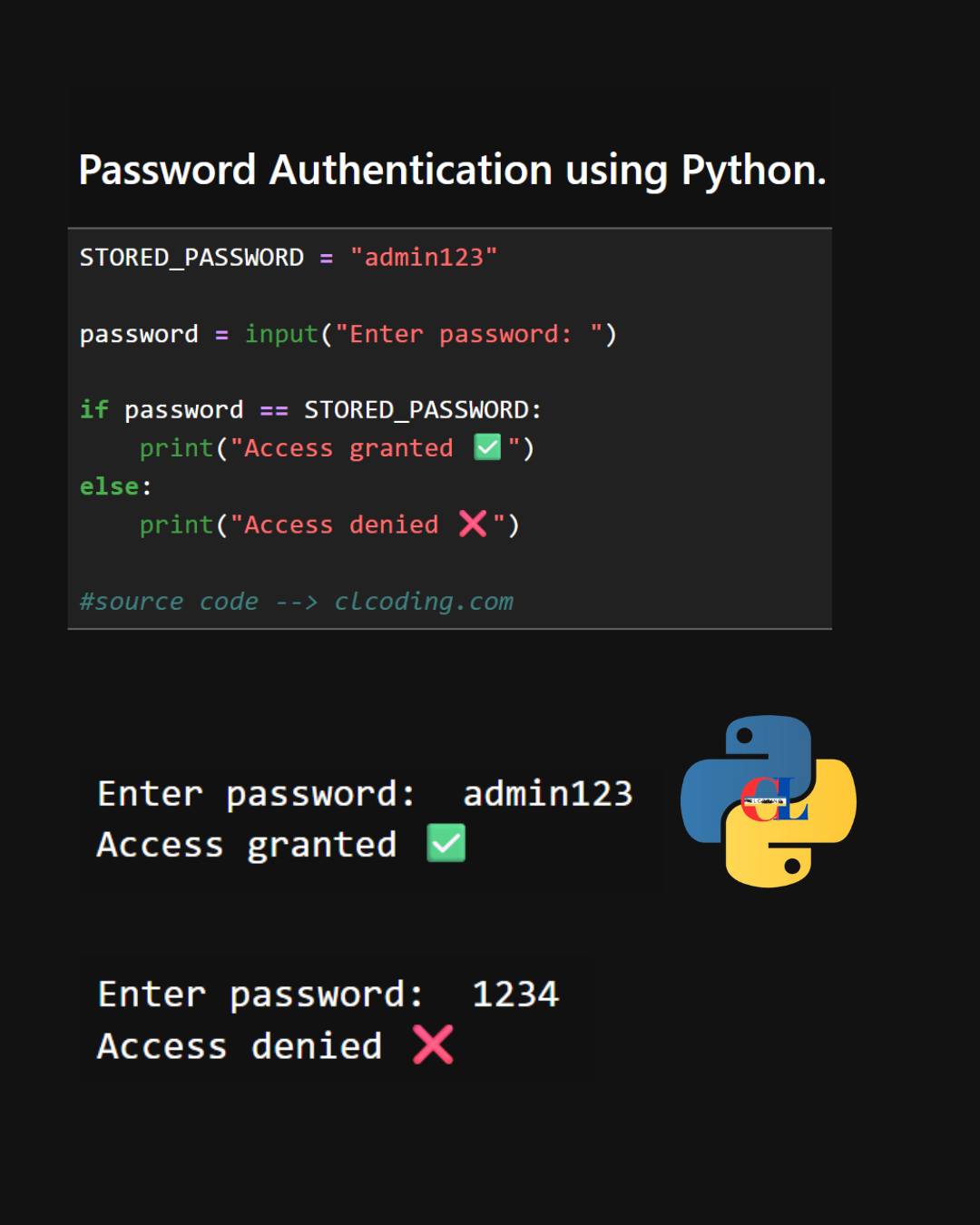 Python Coding - Password Authentication using Python. | Facebook