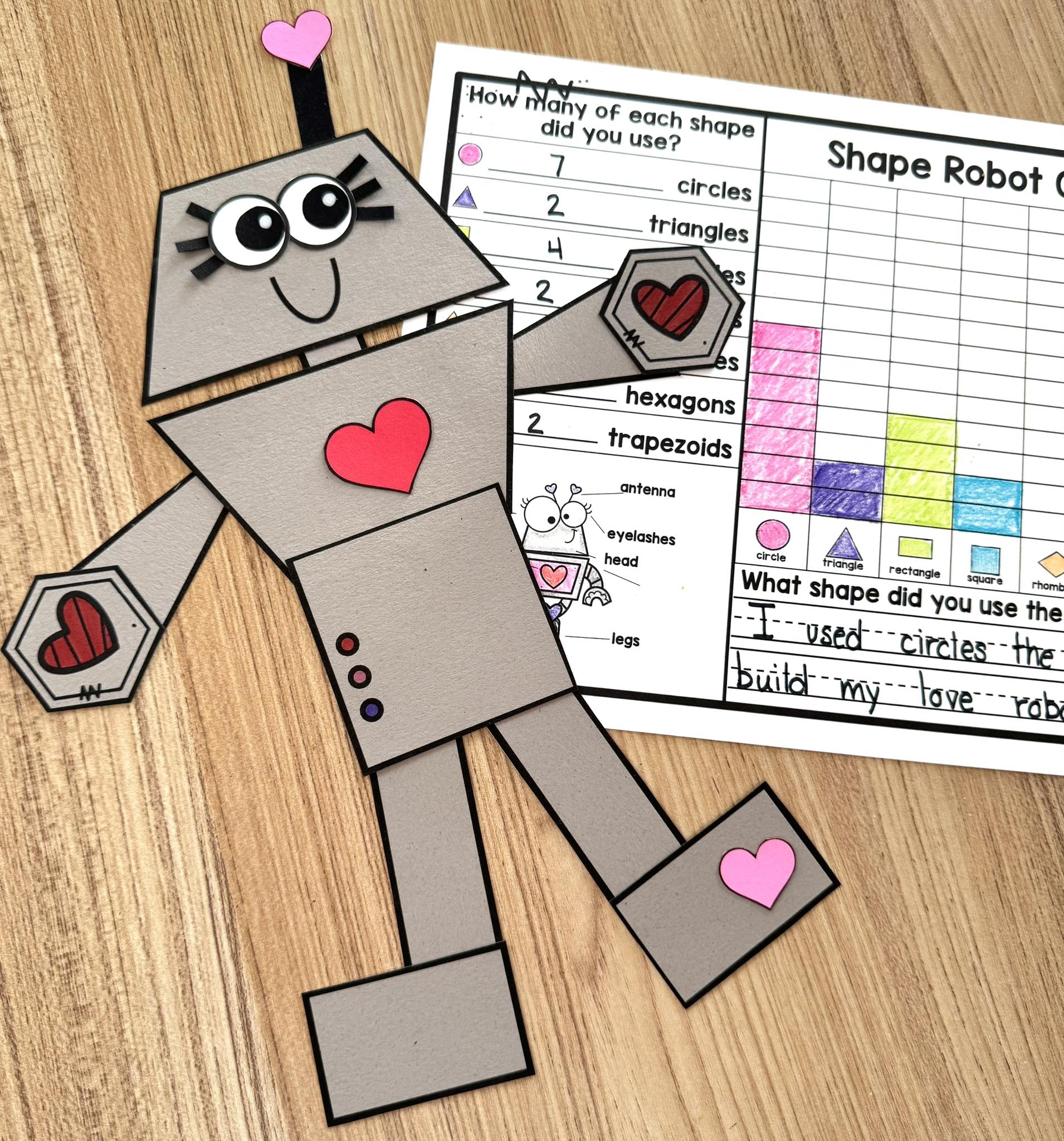 Caffeine - Say 💕 LOVE 💕 to get this SHAPE ROBOT math Craft! PERFECT for ...
