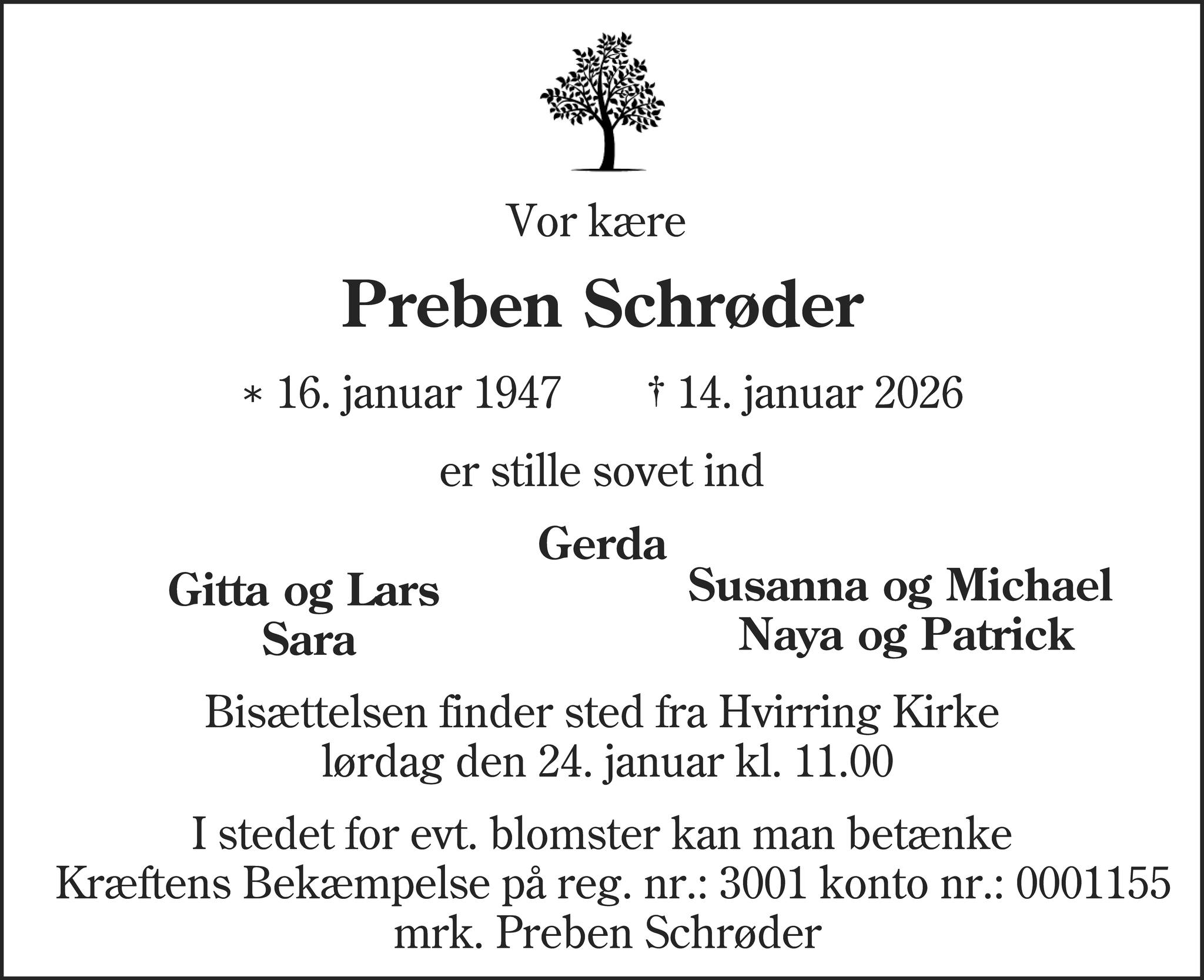 Dødsannoncering - 🕊Preben Schrøder er stille sovet ind den... | Facebook