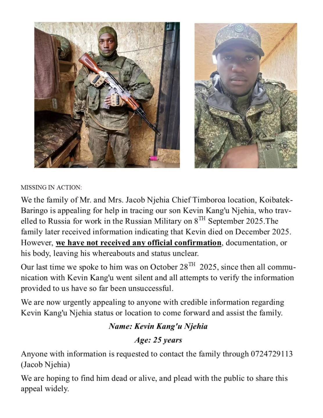 Baringo - MISSING PERSON APPEAL: Timboroa Chief Seeks Help Tracing Son ...