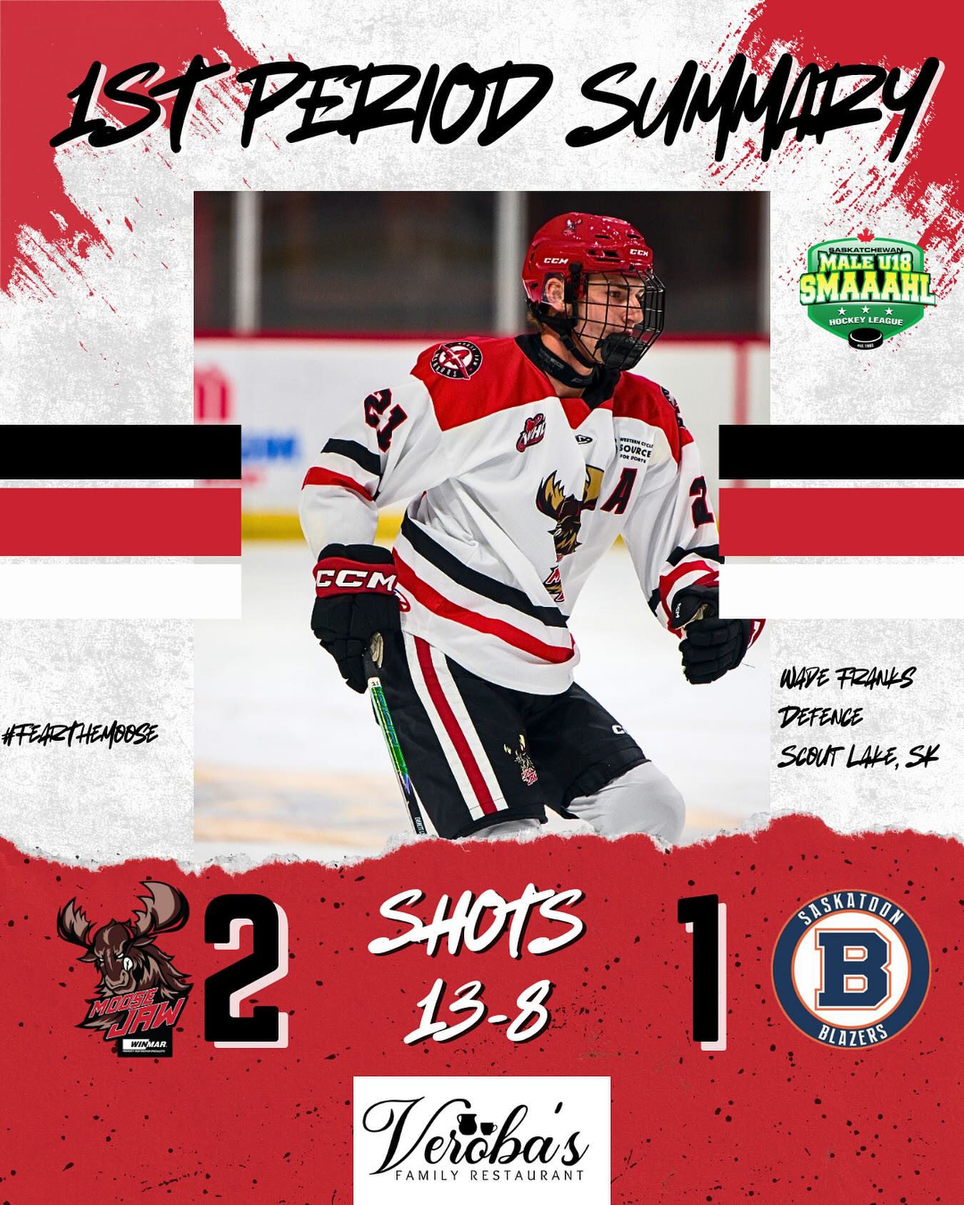 Moose - Maxx Fuessel and Tobin Schaefer have given Moose Jaw a 2-1 lead ...