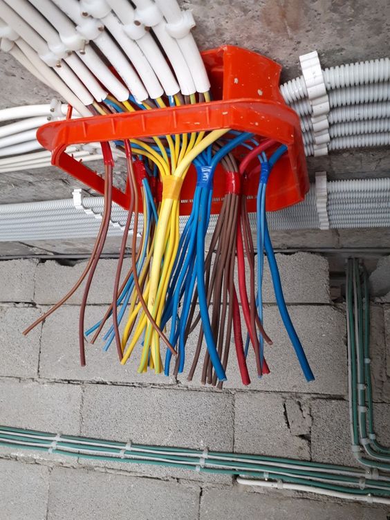 Circuit - A ceiling-mounted electrical junction box with multiple ...
