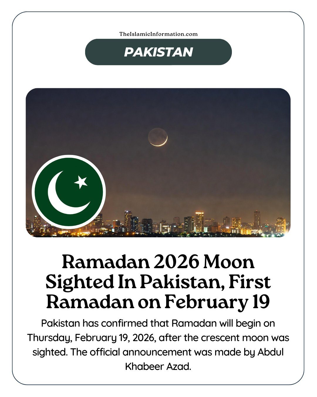 Ramadan 2026 moon has been sighted... - Islamic Information | Facebook