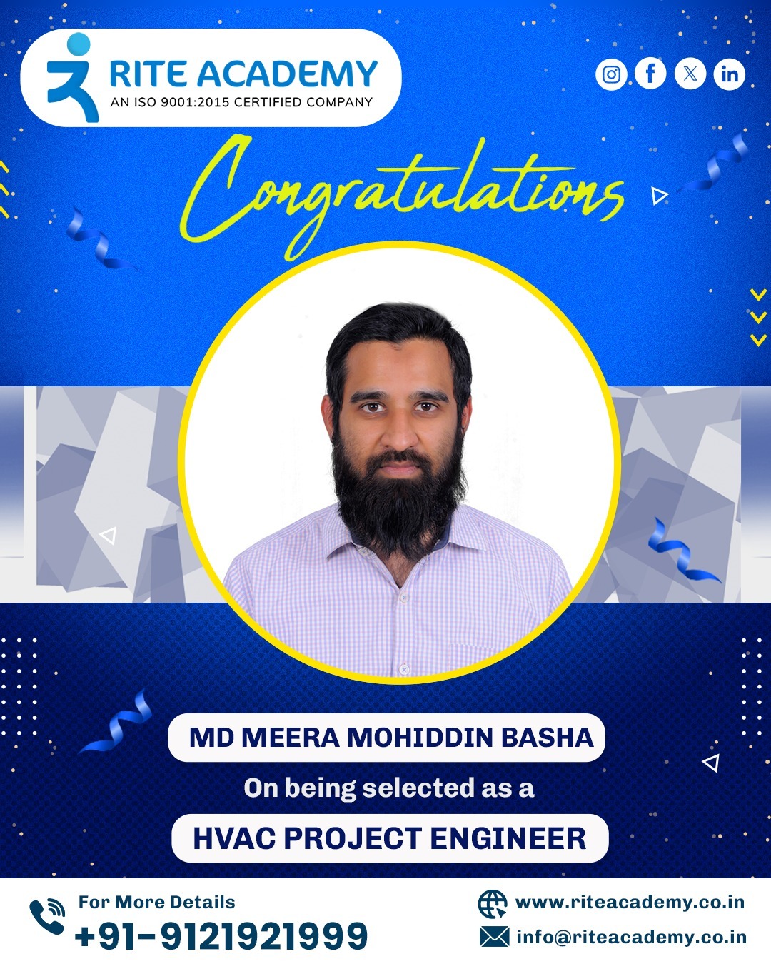 Rite - 🎉👏 A big congratulations to Md Meera Mohiddin Basha on being ...