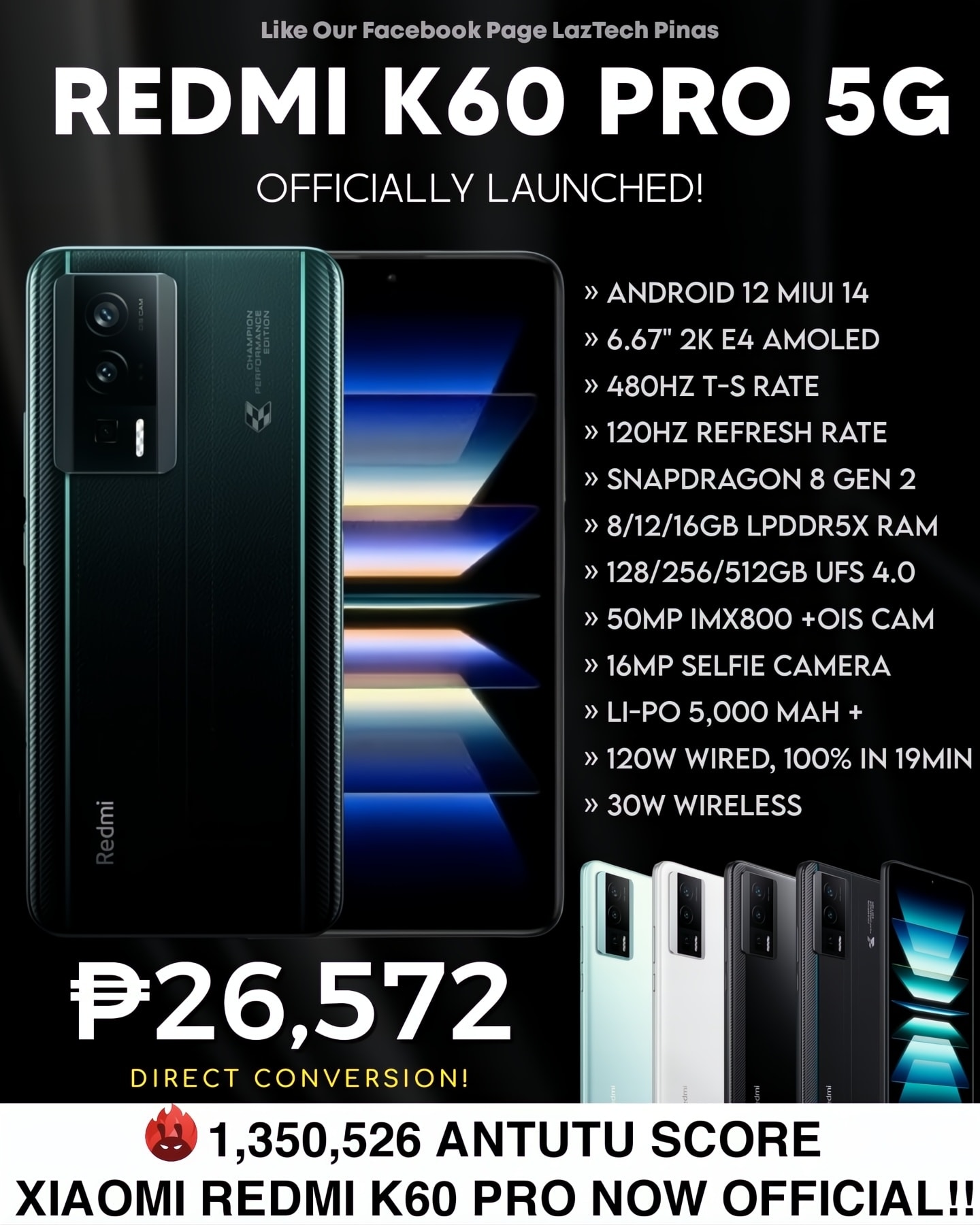 Redmi K60 Pro 5G | Snapdragon 8 Gen2 4nm ? 1M Antutu Score, Sony 