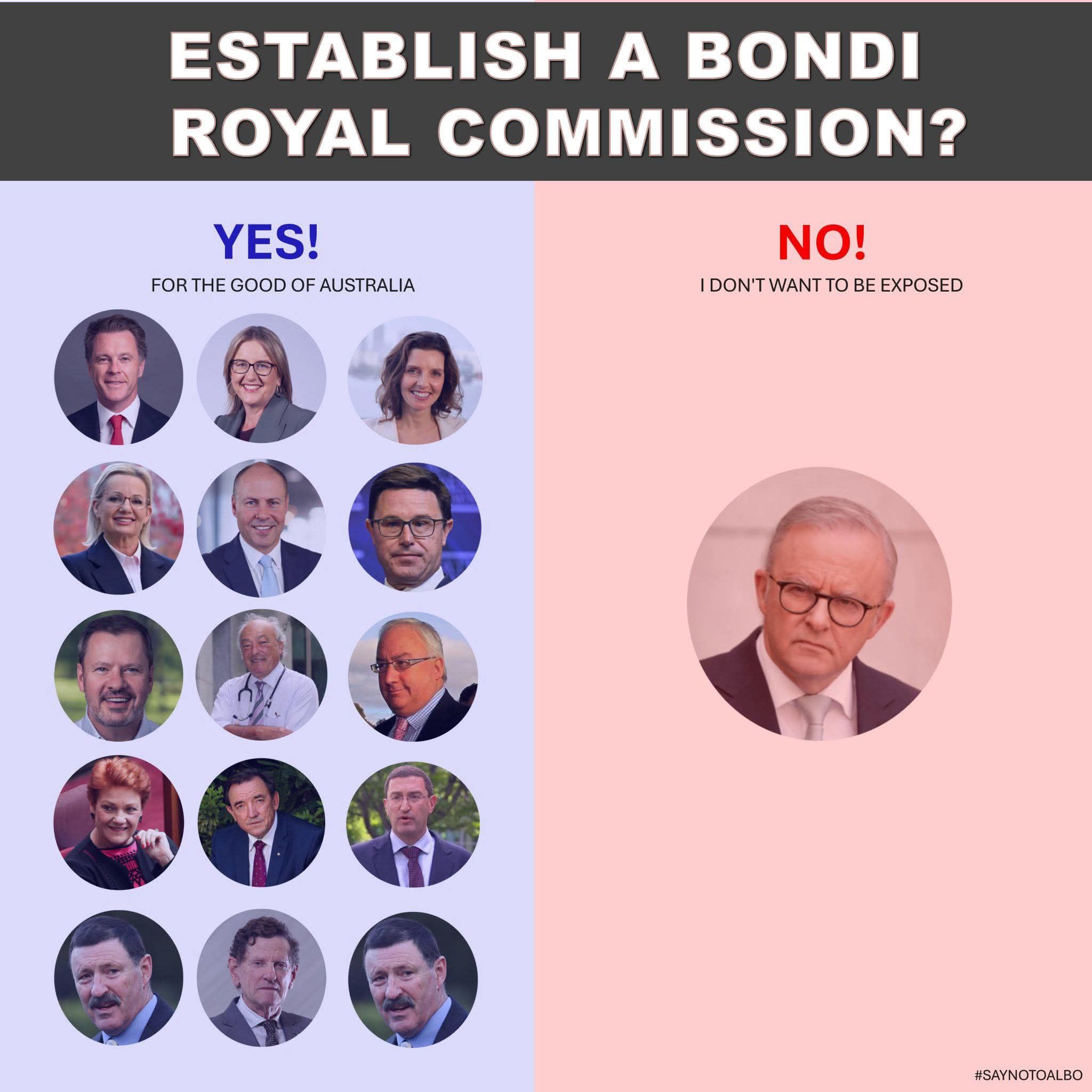 Anthony Albanese is refusing a Royal Commission into the Bondi massacre ...