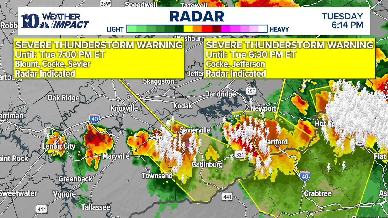 WBIR - TUE 7/28 6:10PM | Severe Thunderstorm Warning for portions