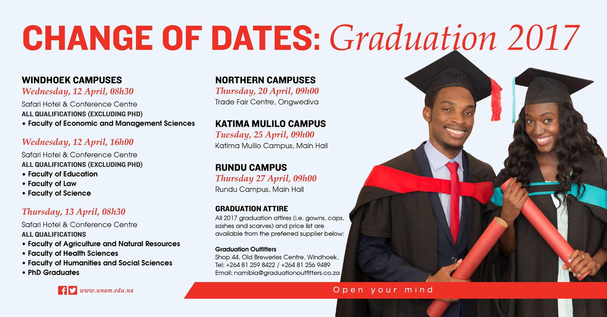 Change of Dates - Graduation 2017... - University of Namibia (UNAM ...
