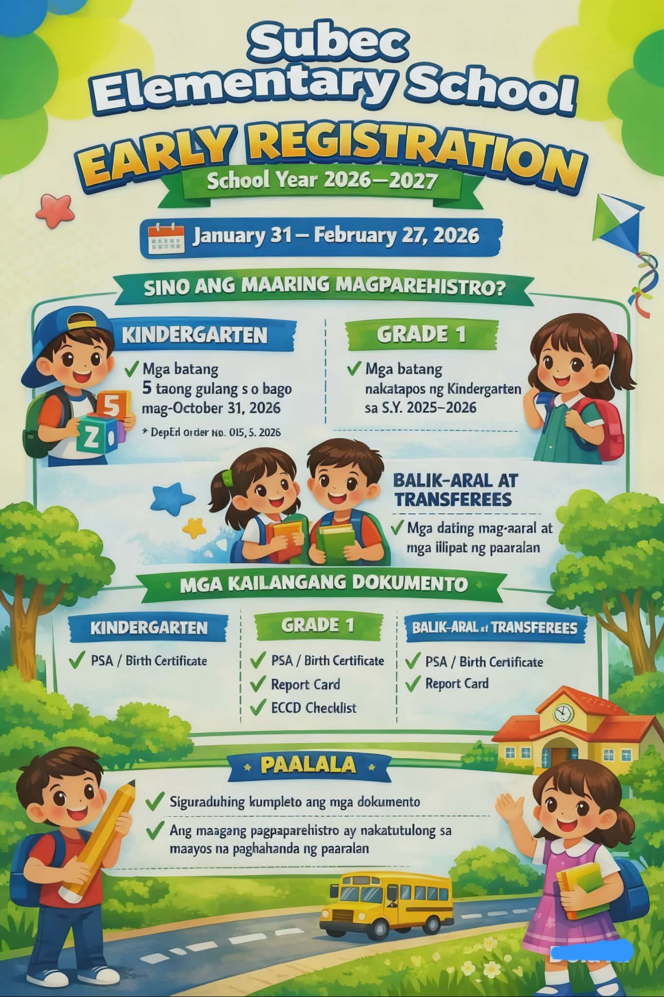 📢 ANNOUNCEMENT EARLY... - Subec Elementary School official | Facebook