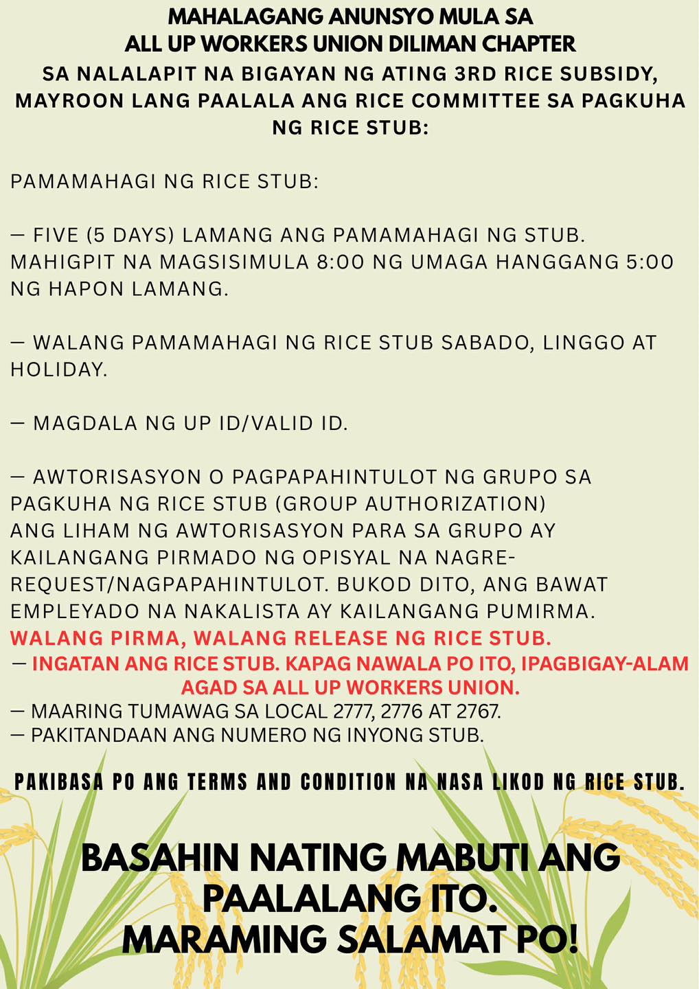 All U.P. Workers... - All U.P. Workers Union Diliman Chapter