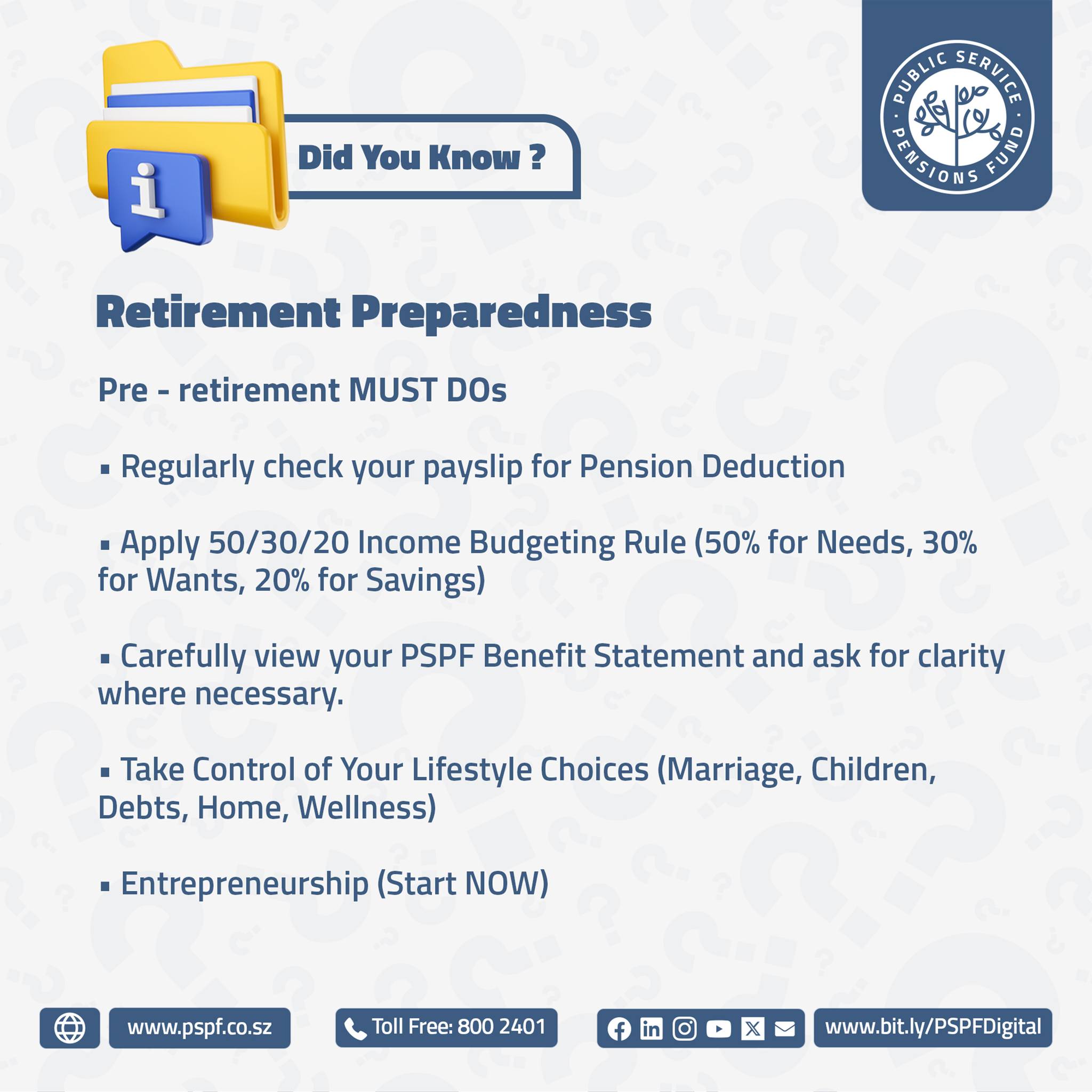 Retirement... - Public Service Pensions Fund - PSPF | Facebook
