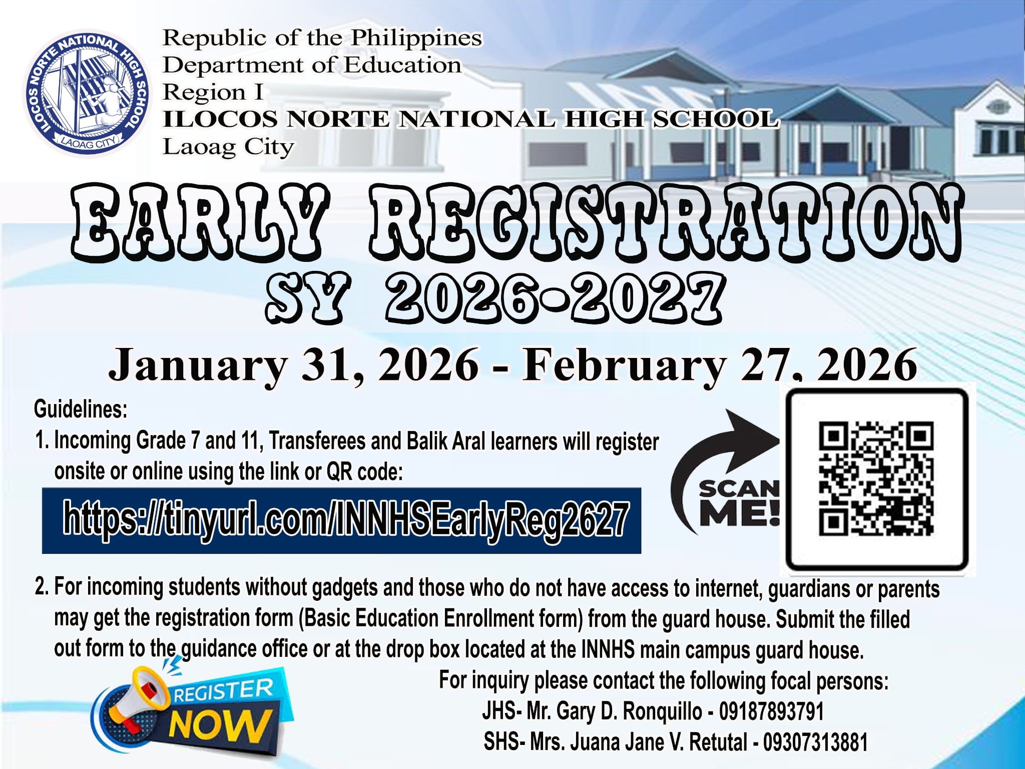 Ilocos - 📣 EARLY REGISTRATION FOR SY 2026–2027 IS NOW OPEN! Ilocos ...