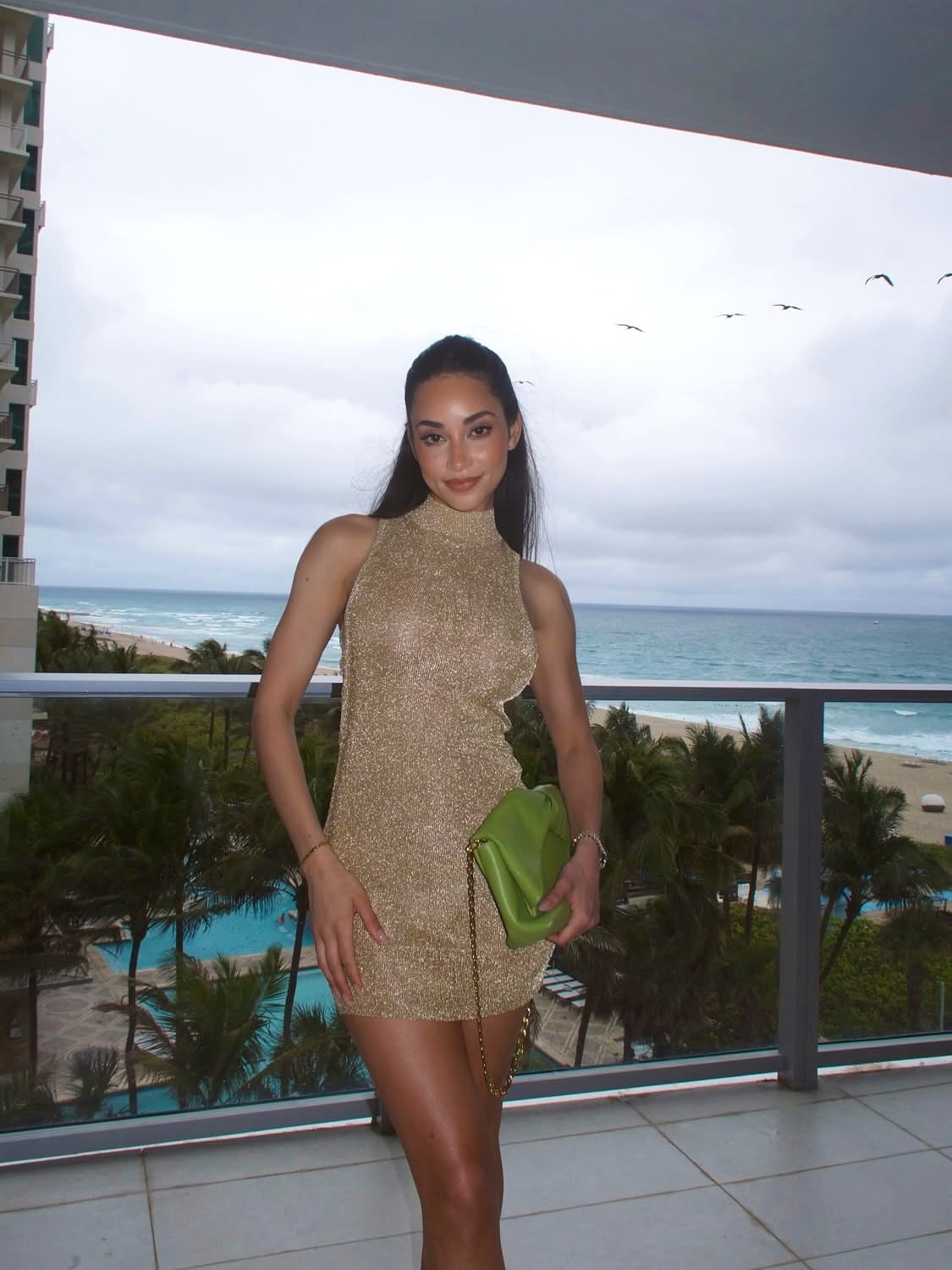 Vacation ready 🤍 @vfuller in the Gio Metallic Knit Mini Dress // #SmileMoreGiveMore #WearYouJoinUs
