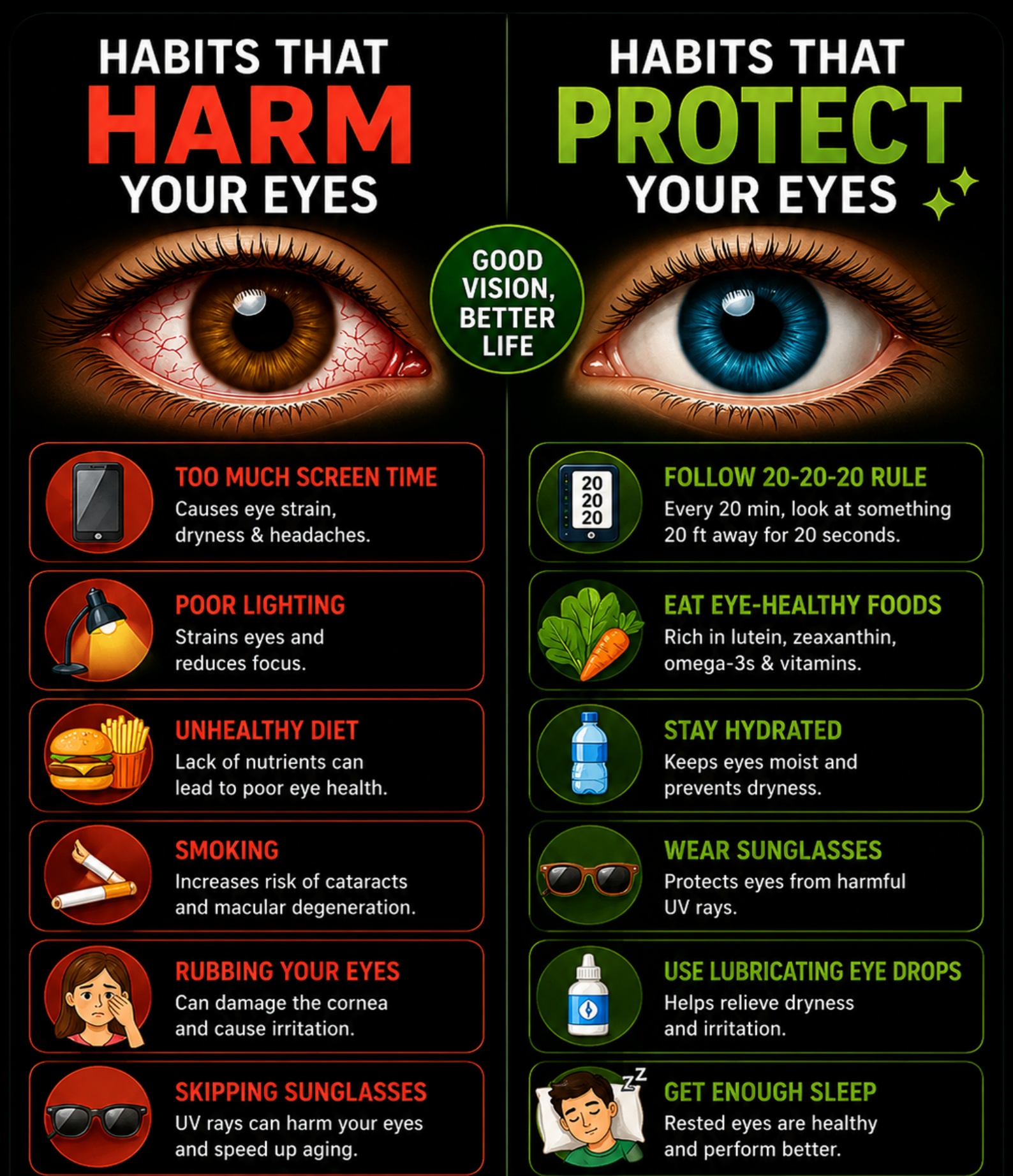 Protect your vision. Simple habits like: 🕶️ Wearing UV shades 🥑 Maintaining balanced nutrition 👁️ Scheduling your annual eye exam Choose a Premier Edge practice for care that puts you first. 👓