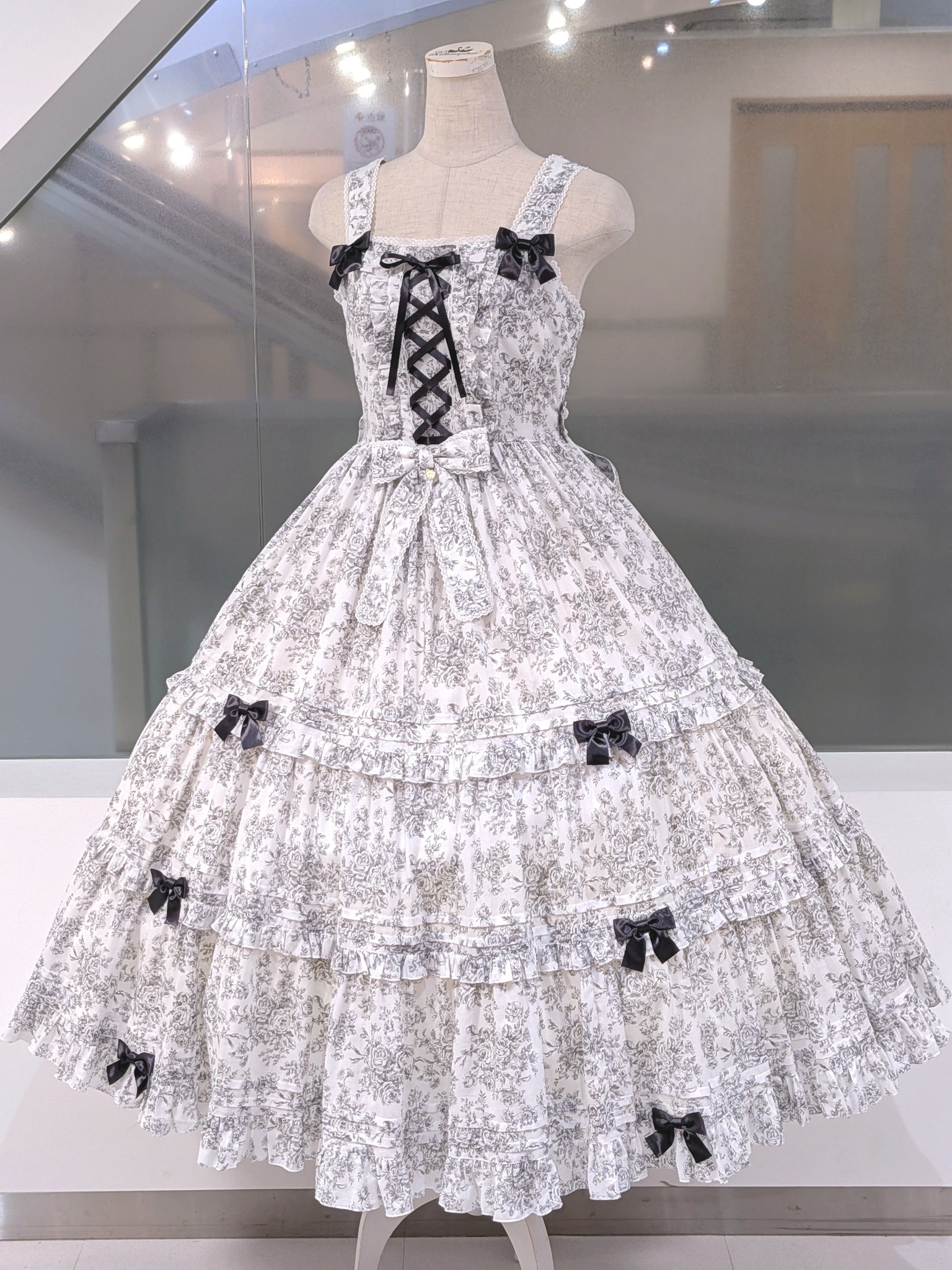 メタモルフォーゼ - Toile de Jouy Bouquet Long JSK (Off White/Black