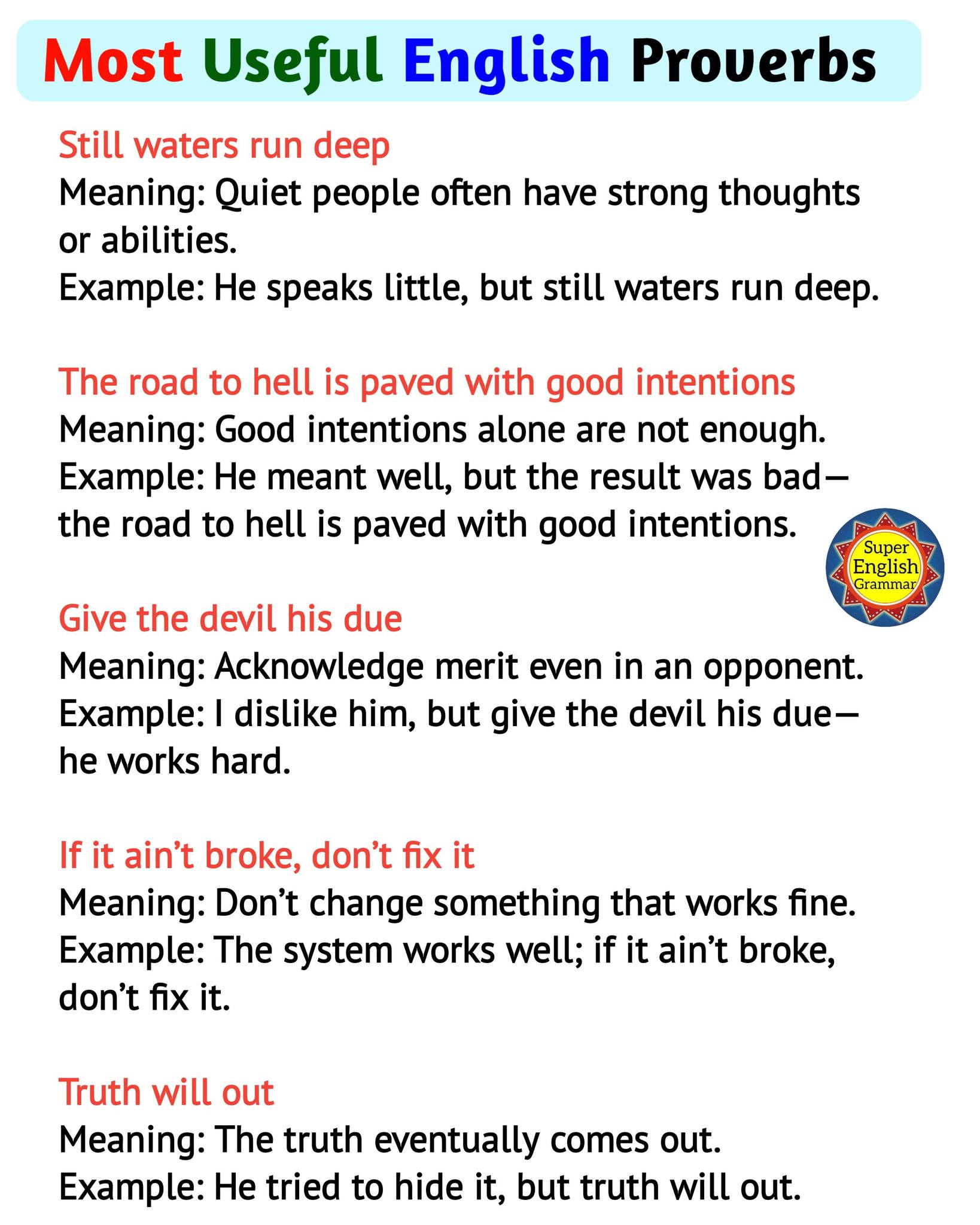 Super - Important proverbs in English #English #ielts #proverbs # ...
