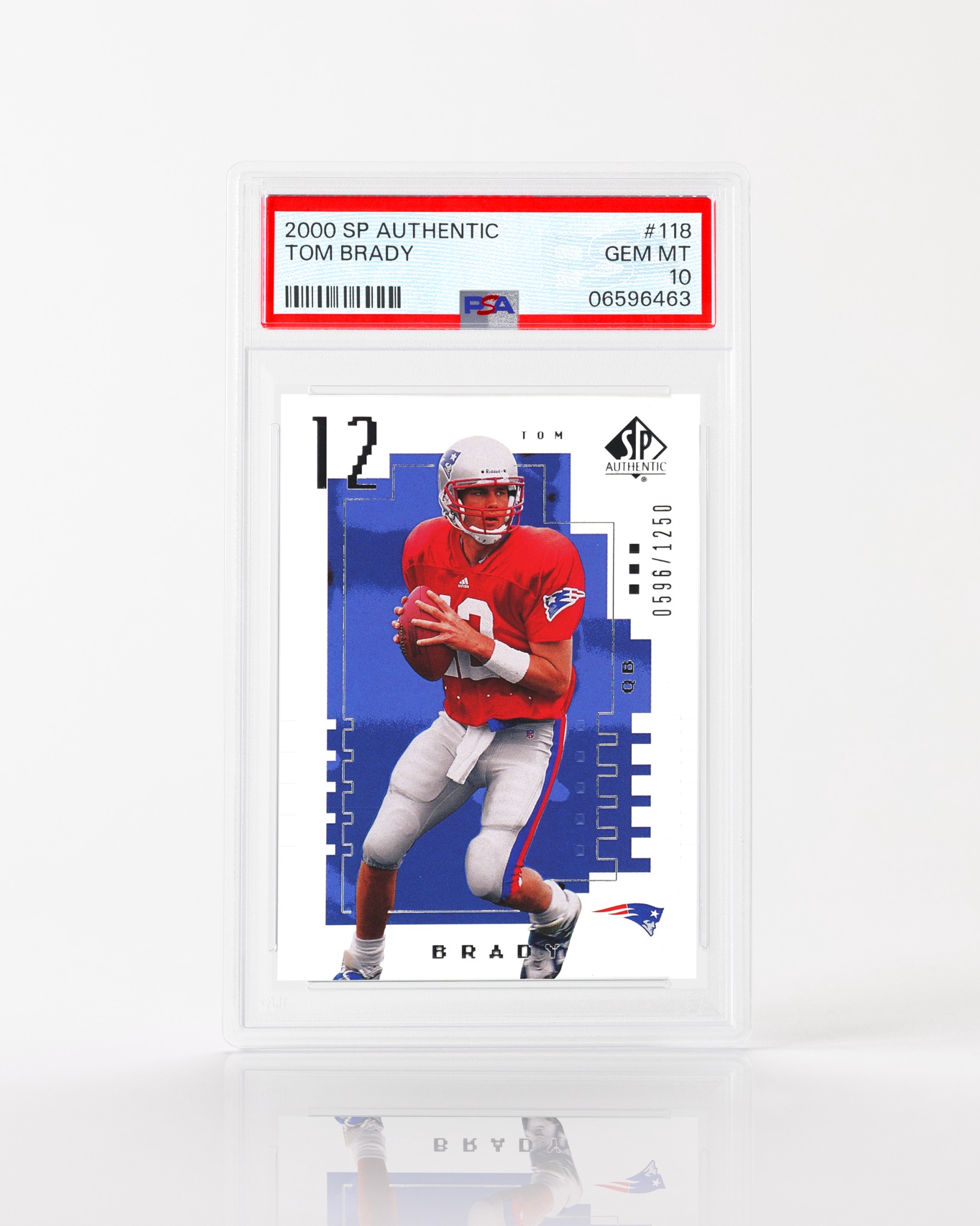 Is this your Tom Brady rookie grail? His Bowman Refractor sits on 