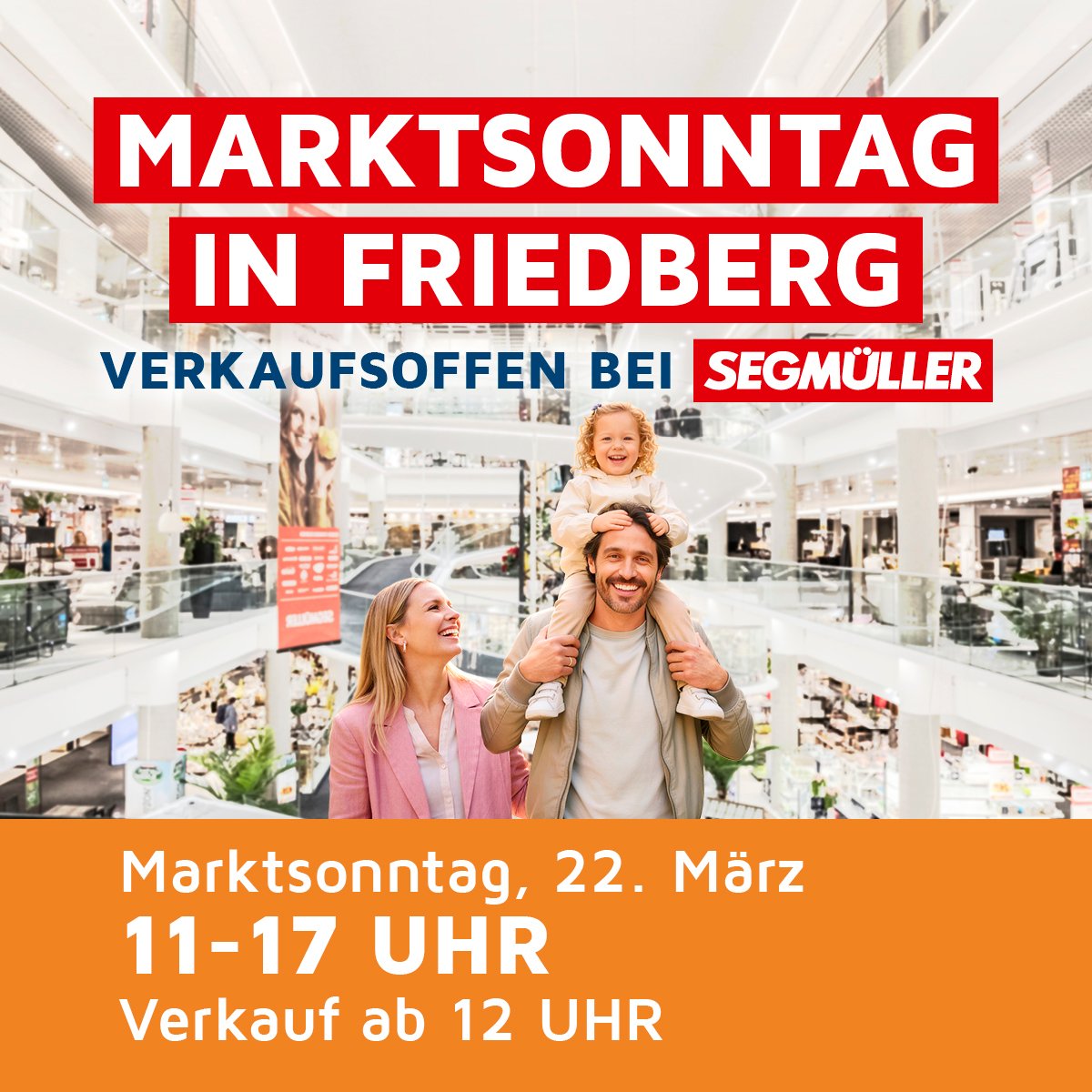 Sonntag gemütlich durchs Möbelhaus bummeln? 🛍️ Komm am 22.03.2026 von 11–17 Uhr (Verkauf ab 12 Uhr) zu SEGMÜLLER in Friedberg und erlebe unseren verkaufsoffenen Sonntag mit abwechslungsreichem Programm. Der perfekte Sonntagsausflug! 🍦🎡