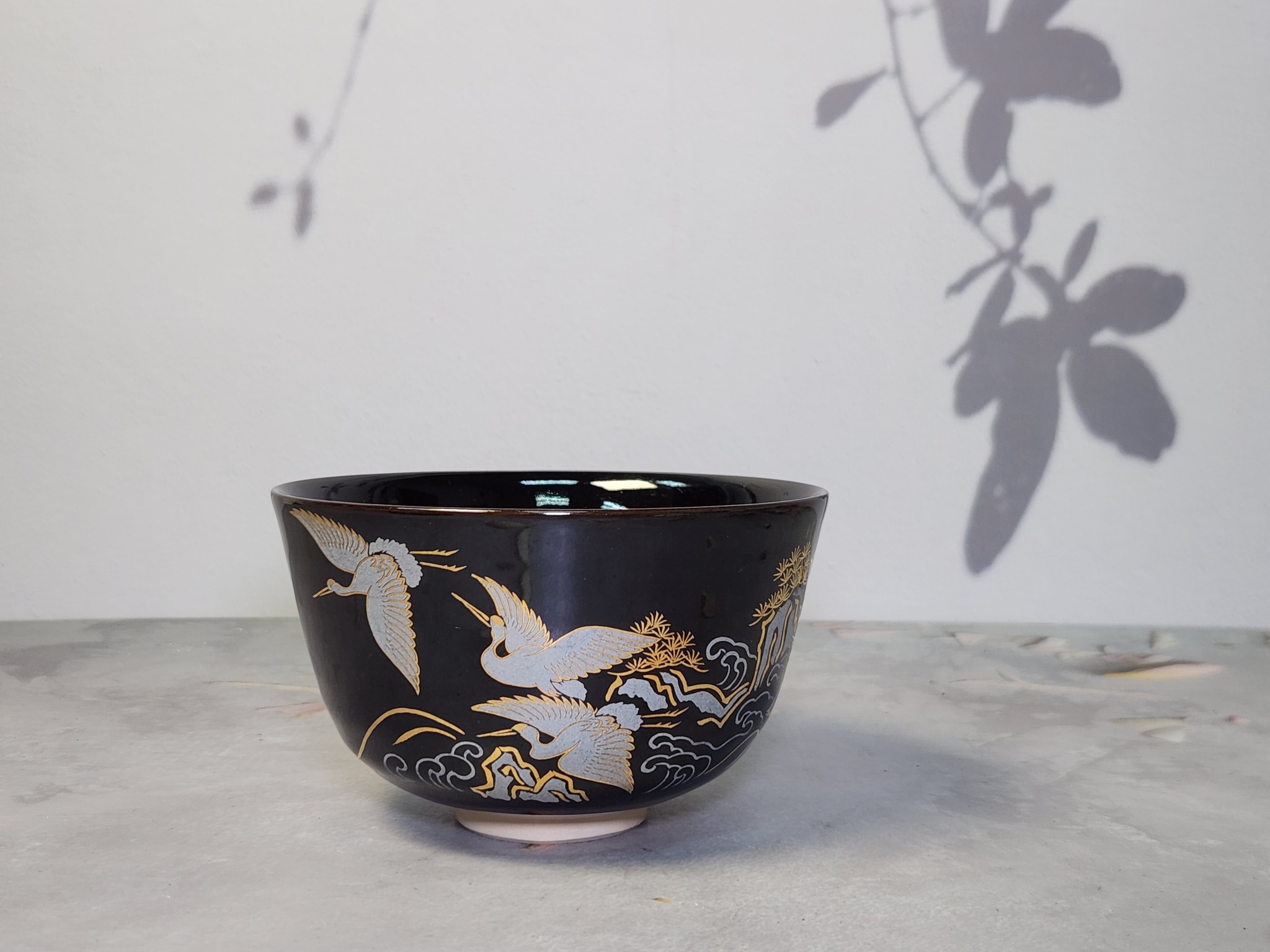 日本加藤昌山作黑釉描金抹茶碗RM68