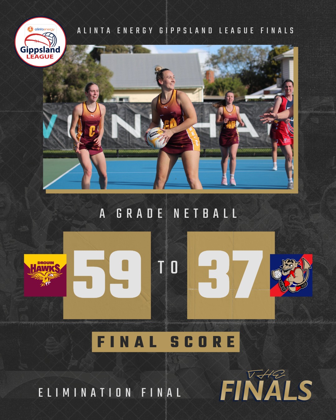 Gippsland - A Grade – Elimination Final 🏐 Drouin 🏆 59 def Bairnsdale 37 ...