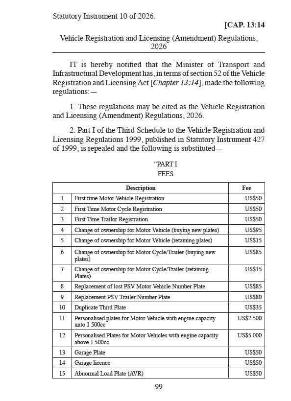 NationalFM - Government has gazetted Statutory Instrument 10 of 2026 ...