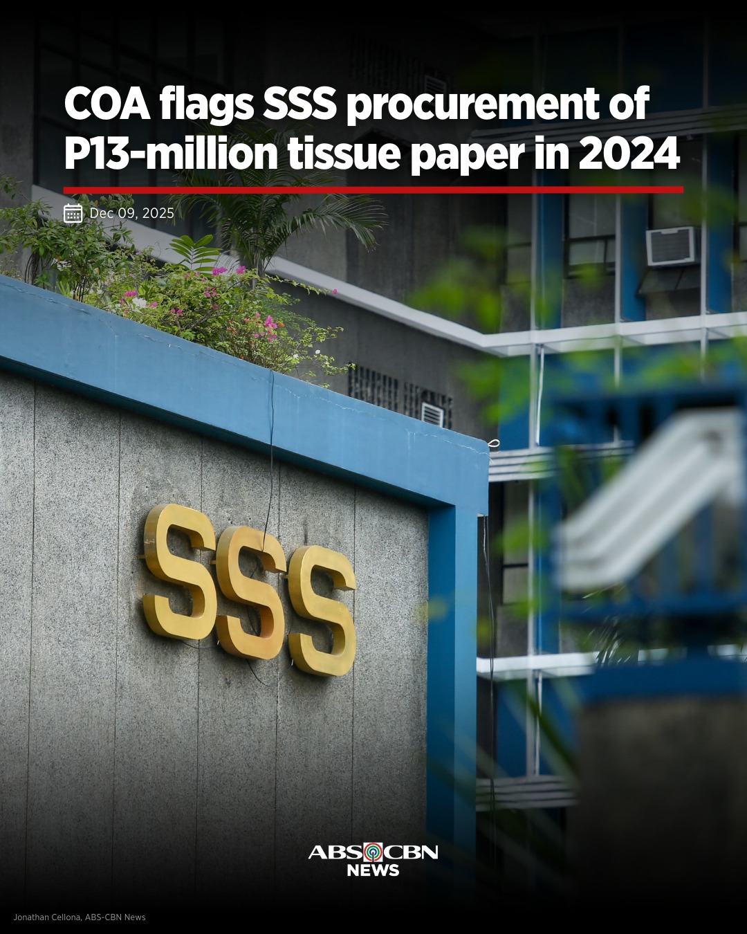 ABS-CBN - Sinita ng COA ang SSS sa 143,000 tissue paper rolls na ...