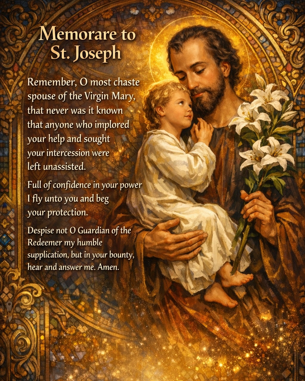 The Divine - Memorare to St. Joseph Remember, O most chaste spouse of ...