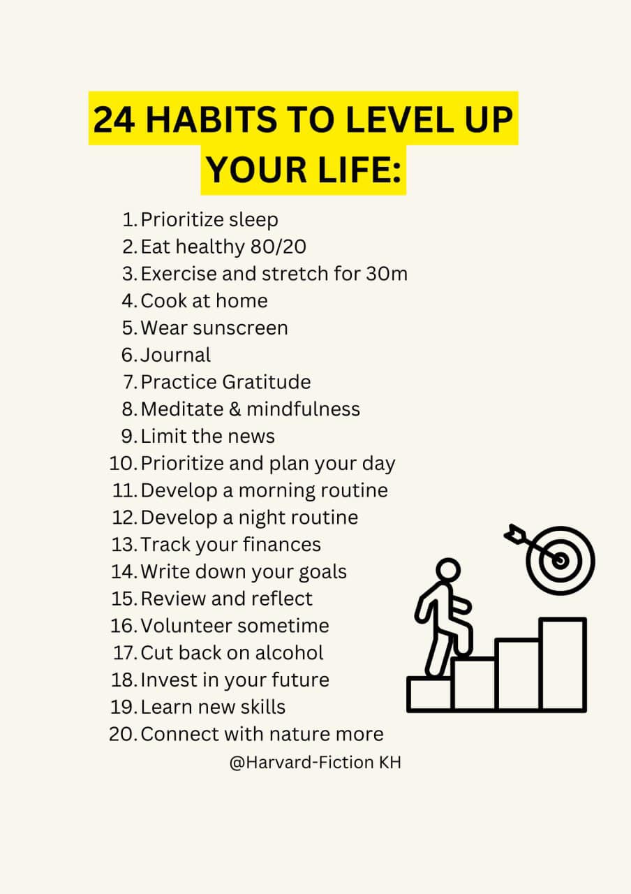 Harvard-Fiction - 24 Habits to Level Up Your Life Amazon: https://rb.gy ...