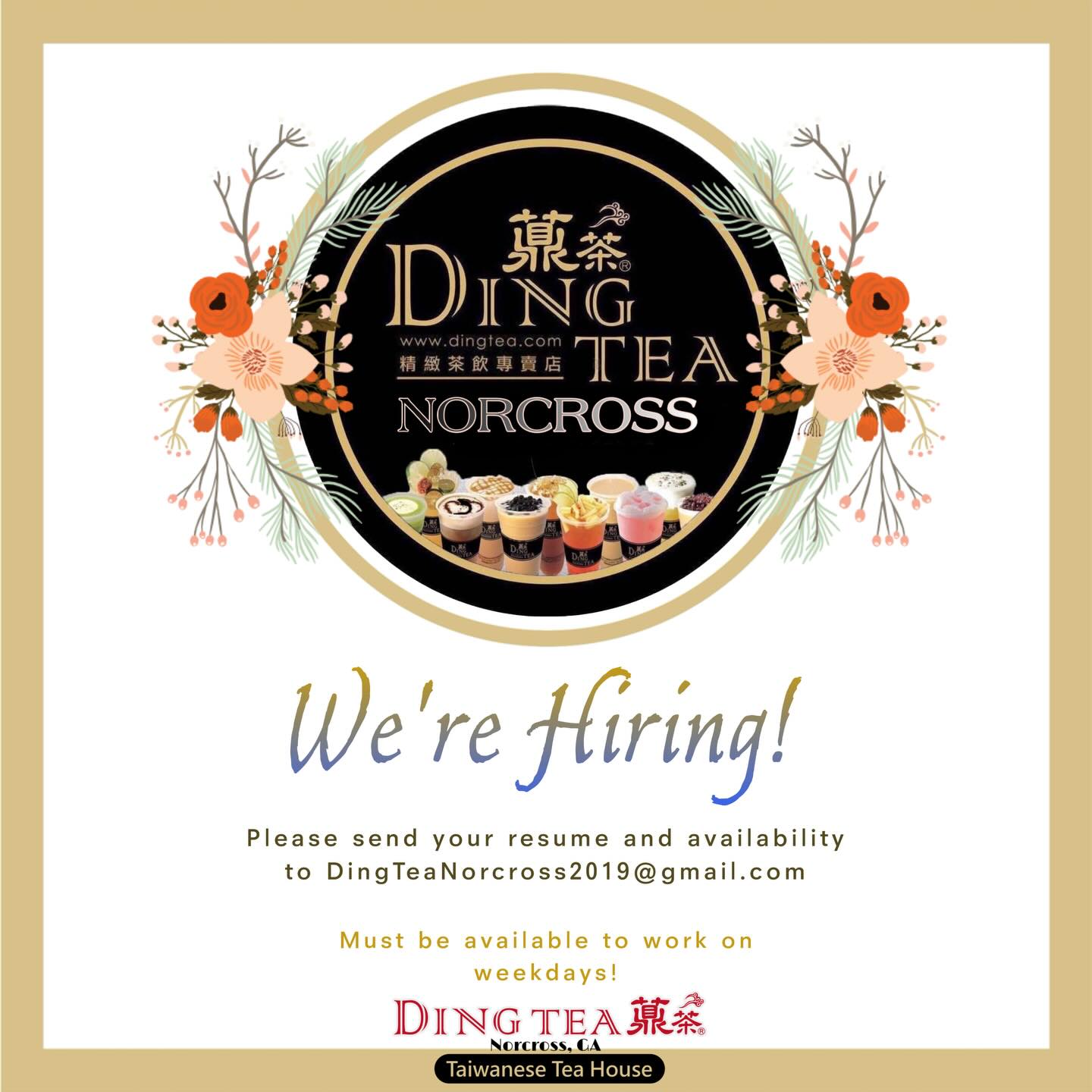 Ding - WE’RE HIRING! Join the Ding Tea NORCROSS family ☕🧋 Looking for a ...