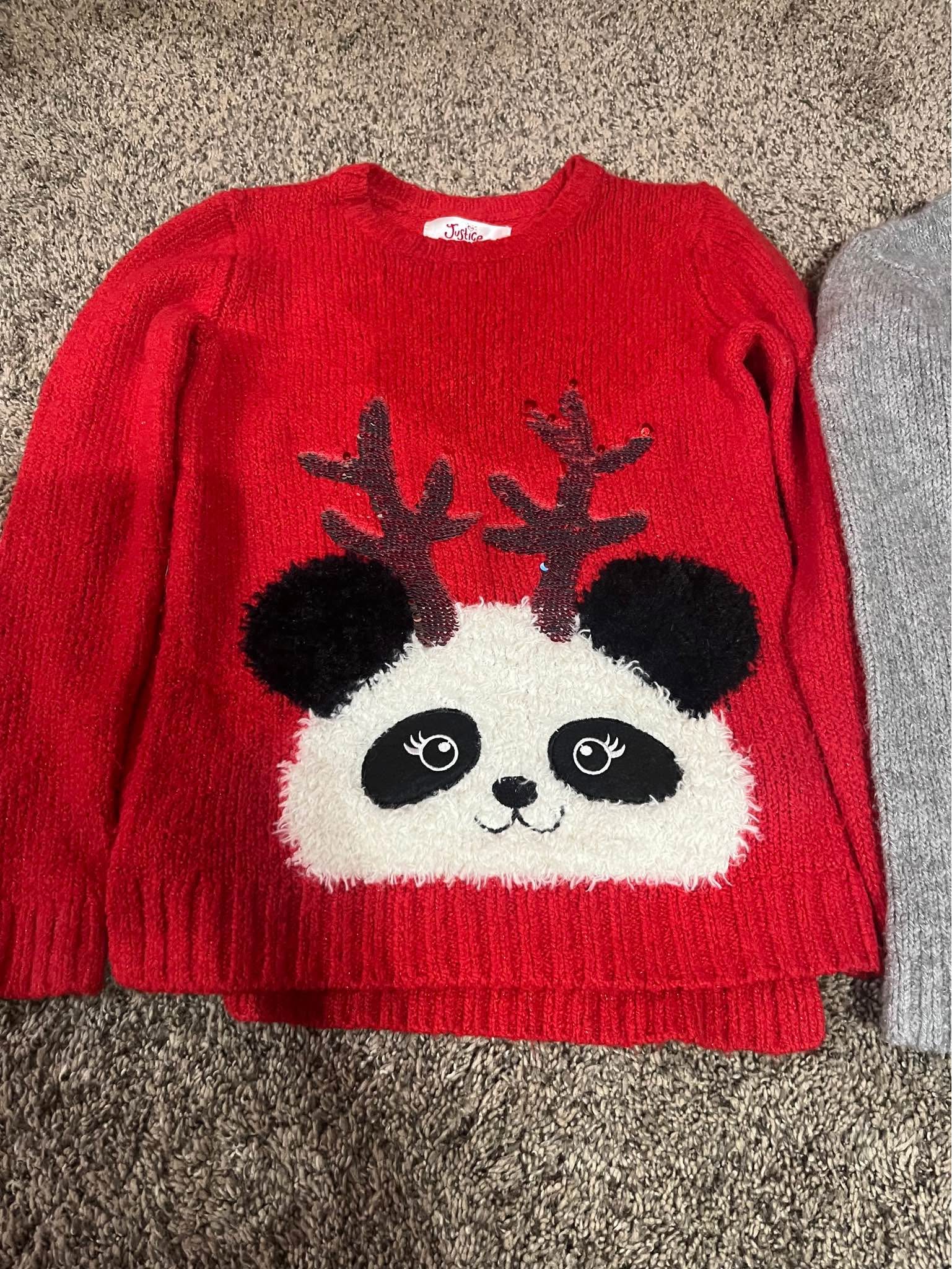 Pull Justice à Sequins - Motif Renne Ou Bonhomme De Neige - Taille Fille 18-20 - Occasion Très Bon état