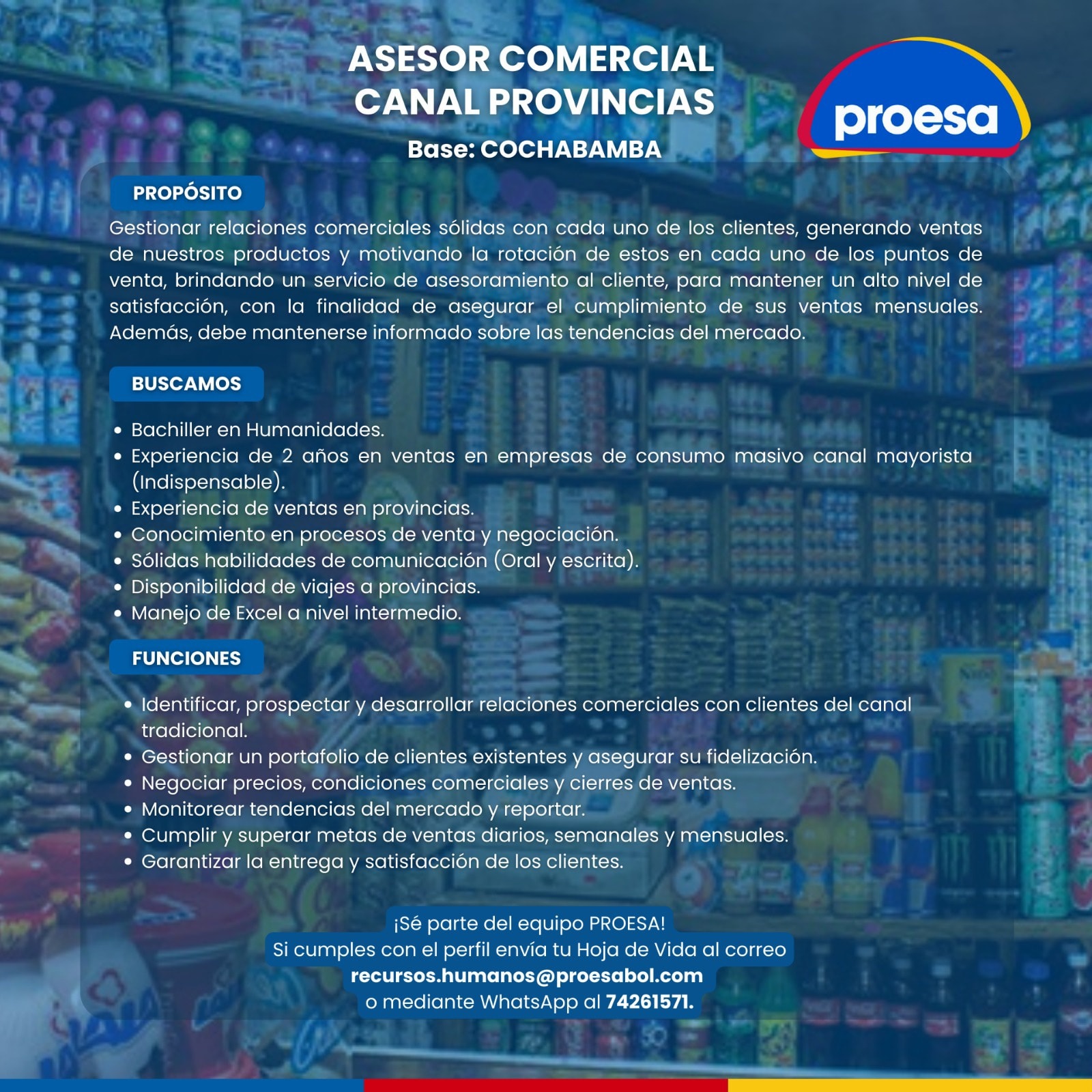 Proesa - 🎯 ¡Estamos buscando talento en COCHABAMBA! En PROESA queremos ...