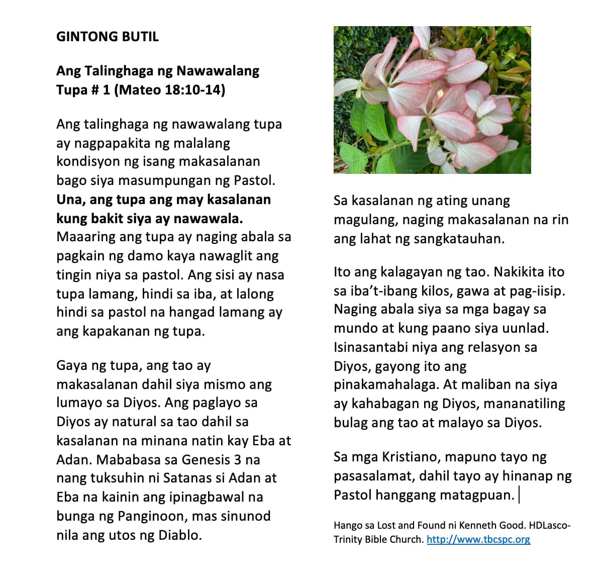 Gintong Butil - Sa mga kristiano mapuno tayo ng...