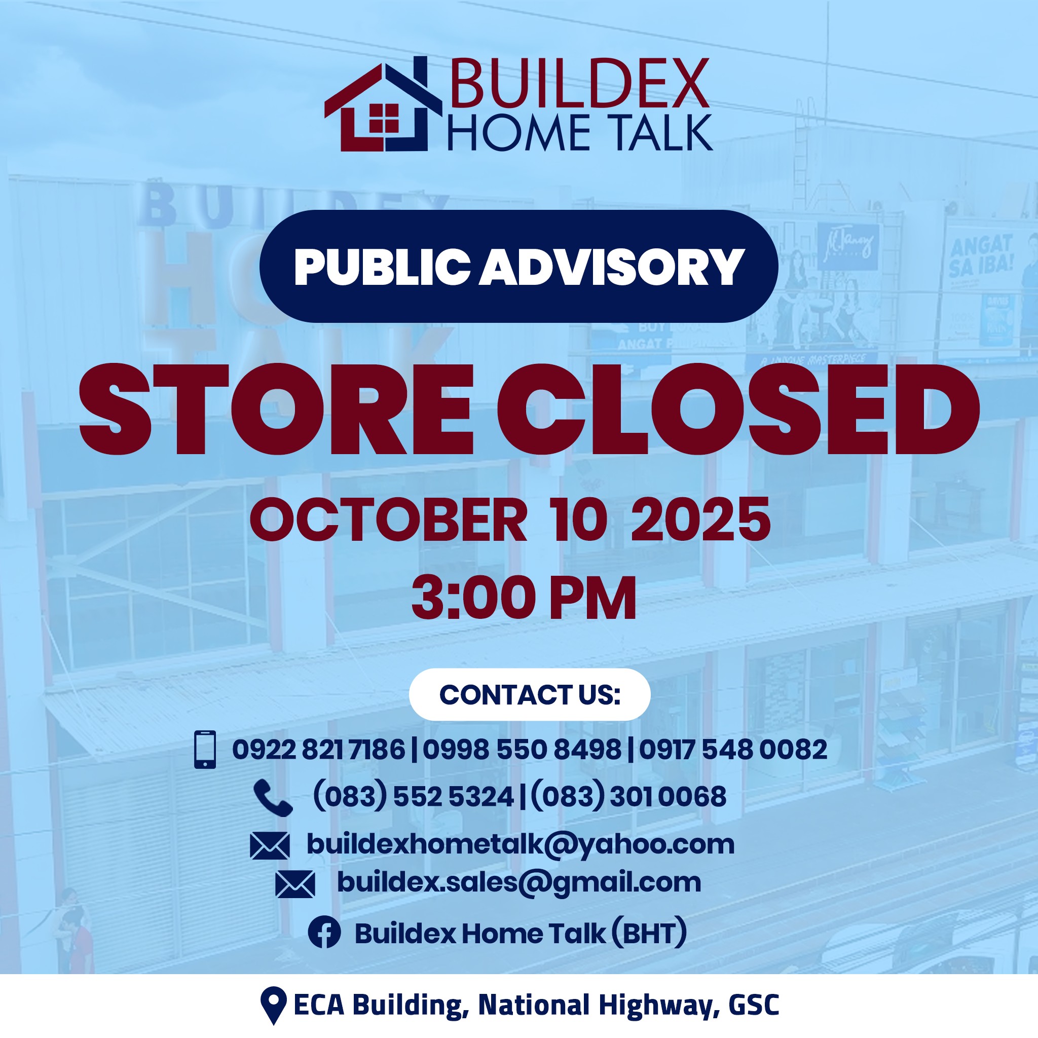 For everyone’s safety due to the... - Buildex Home Talk (BHT) | Facebook