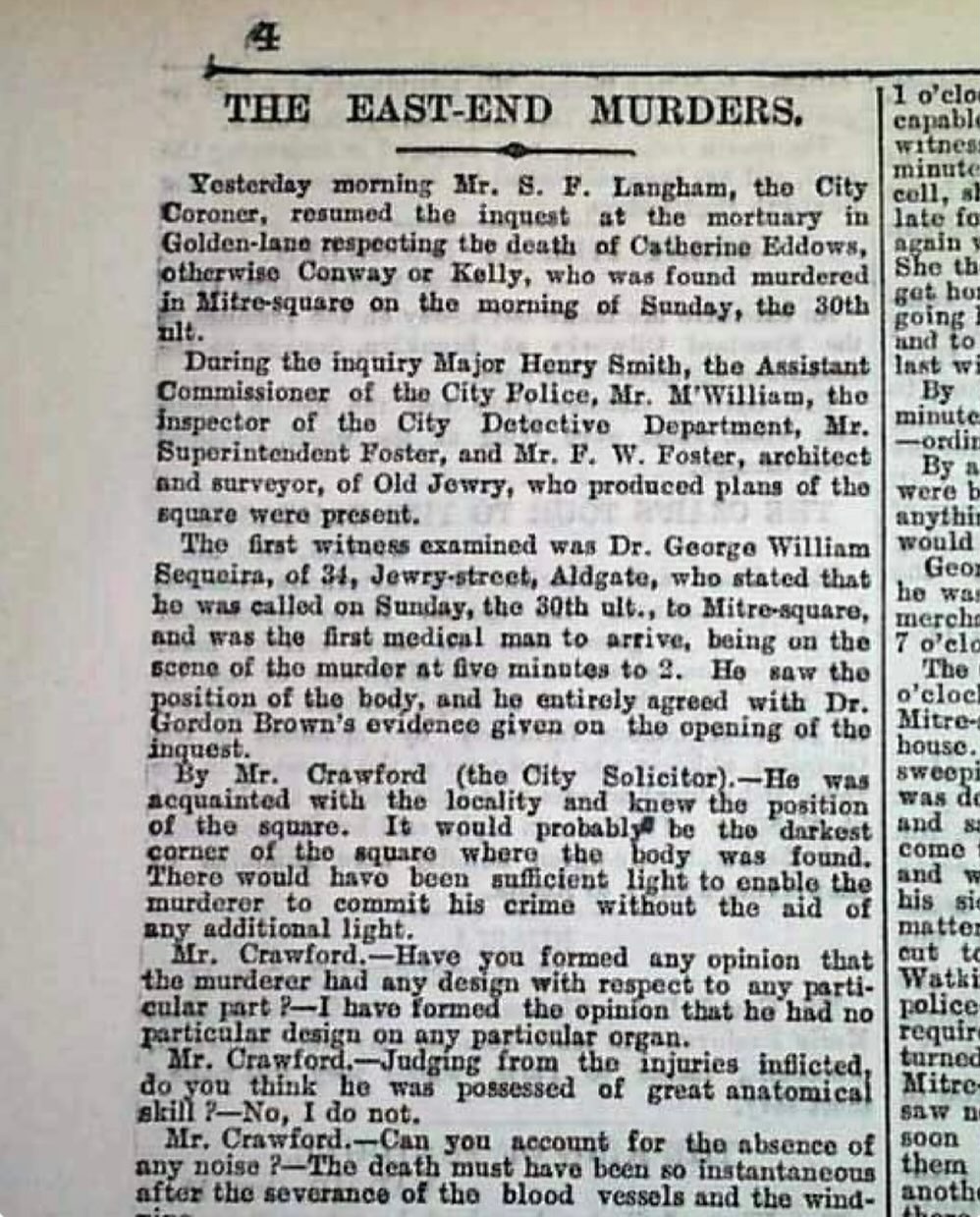 The Jack - The inquest into the death of Catherine Eddowes, one of the ...