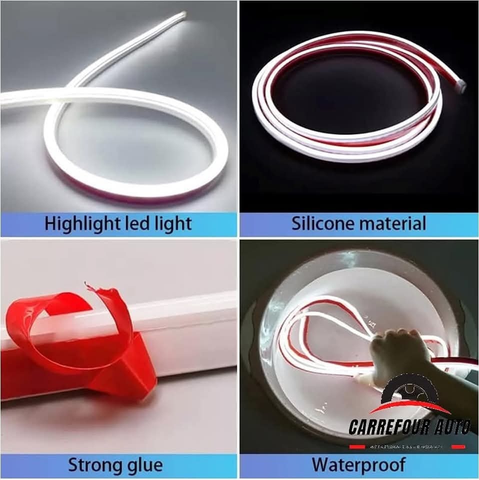 Bande Lumineuse LED Capot Voiture 180cm - Feux Diurnes Dynamiques Blanc 12V Étanche
