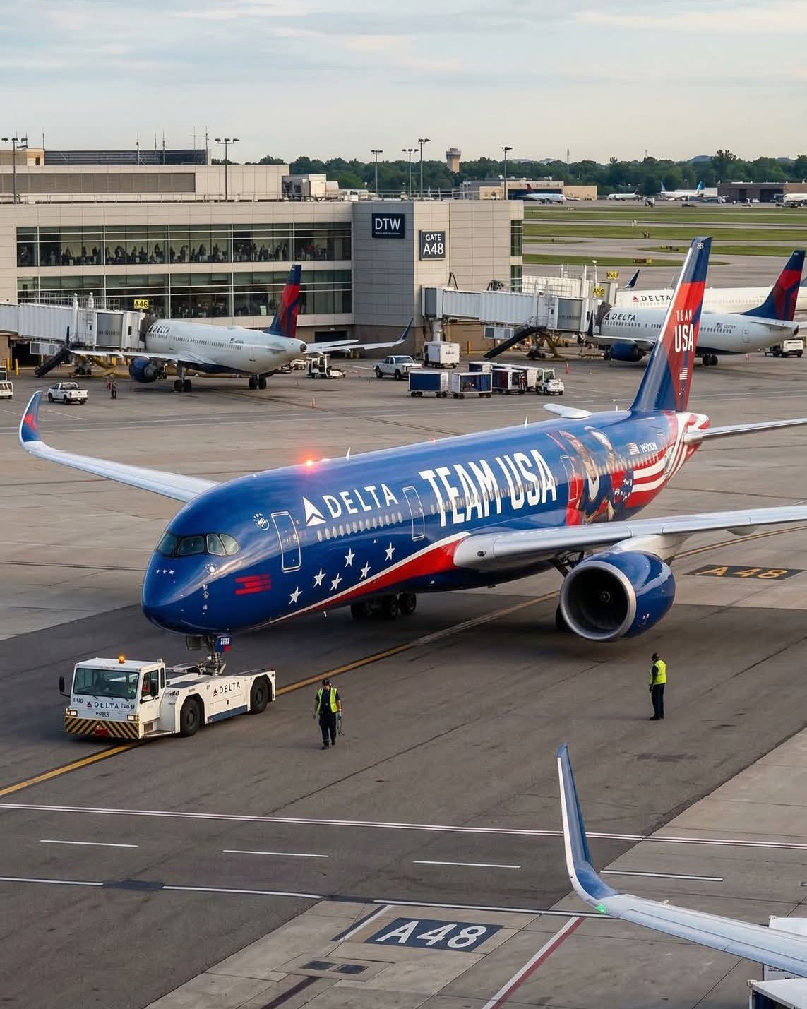 Delta Airlines 2025 Team USA livery on TDS A350-900