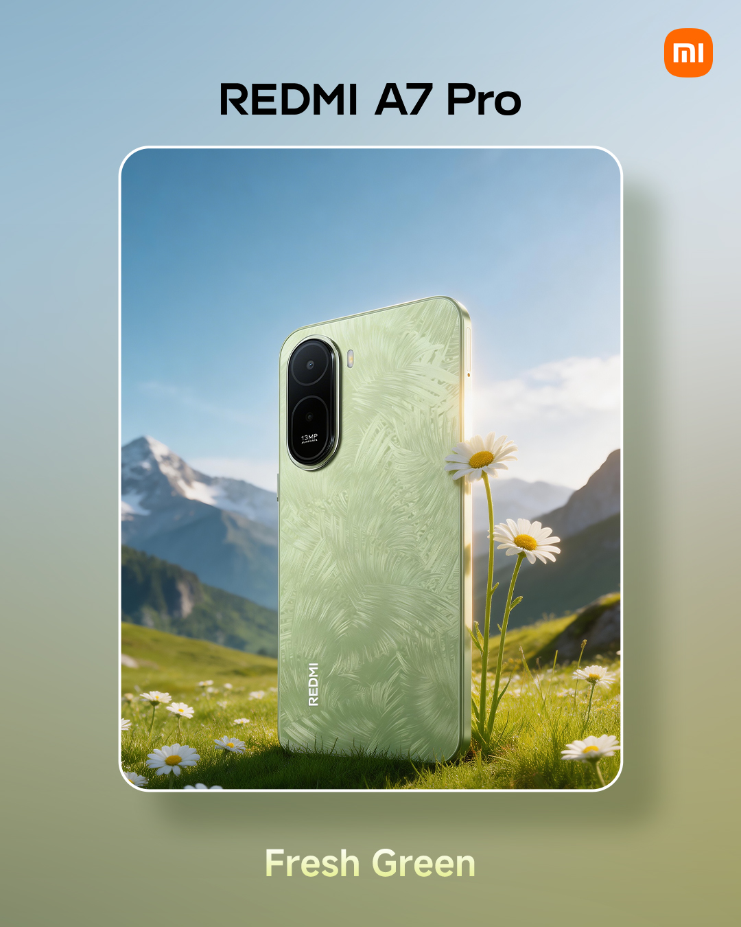 Fresh look. Fresh energy. 🌿 The Redmi A7 Pro – Fresh Green is