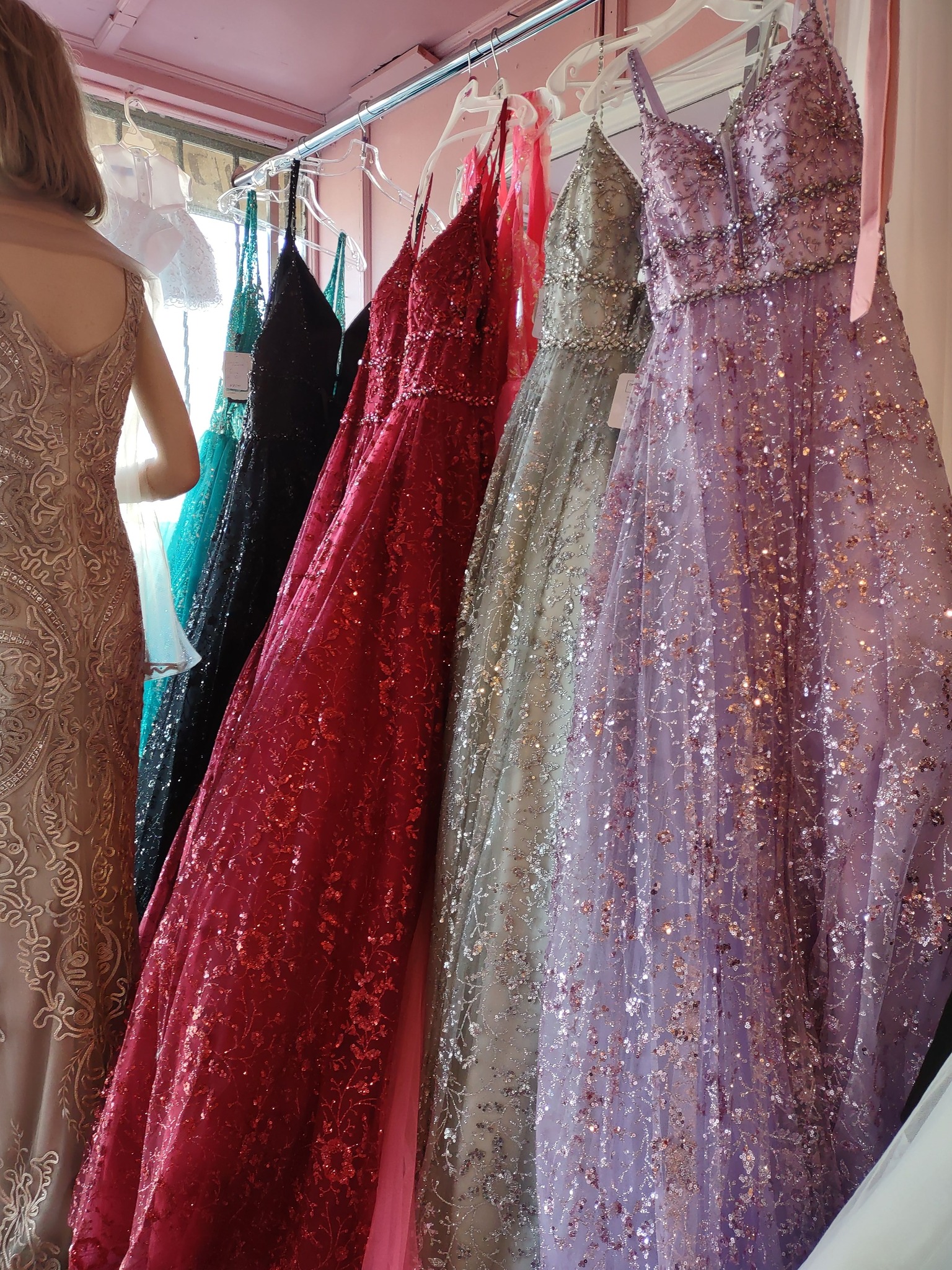 open lace back dress ASHLEYlauren 11236 Strapless Floral Sequin Gown