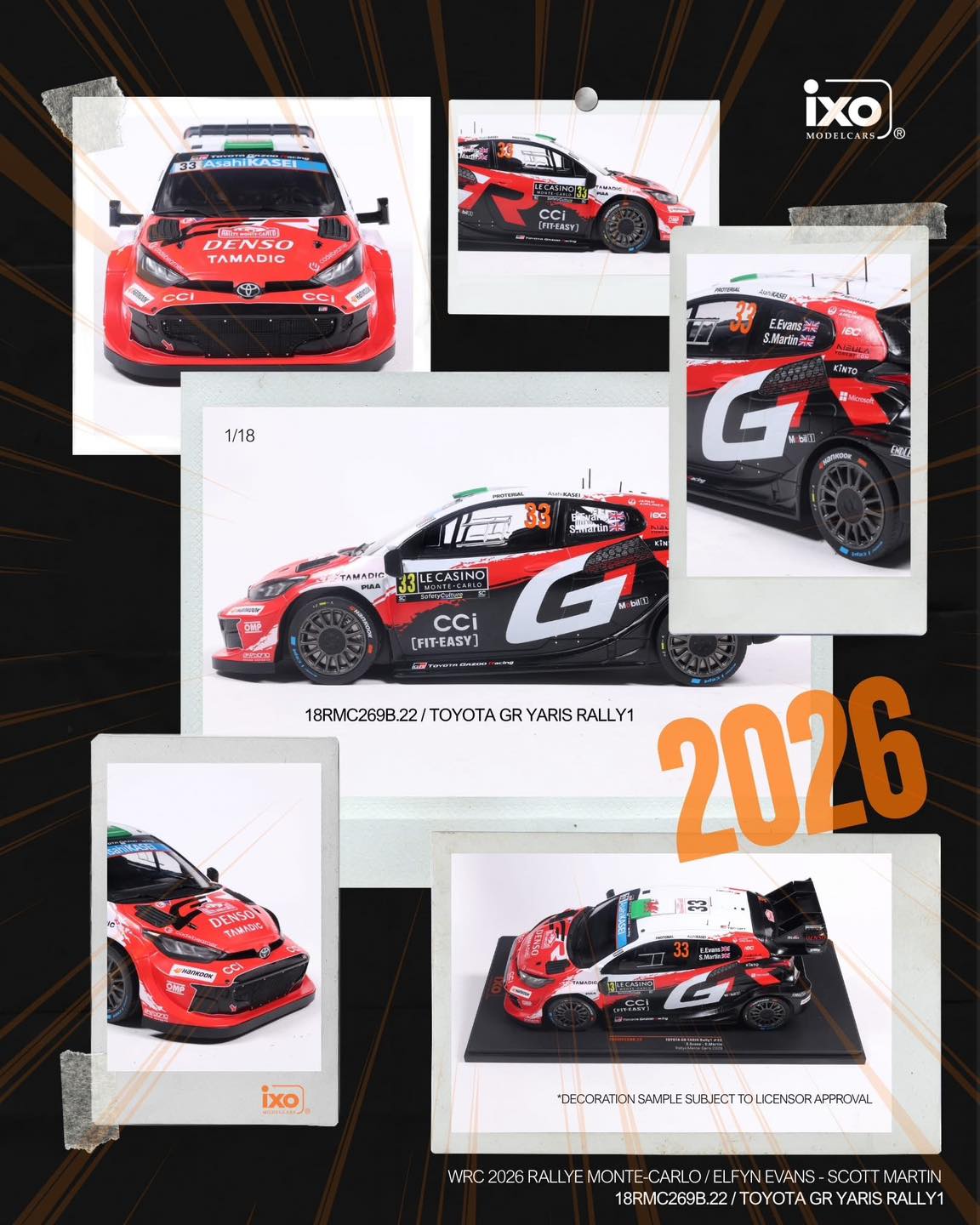 IXO 1/43 Toyota GR Yaris Rally1 Monte Carlo 2026 samples from IXO