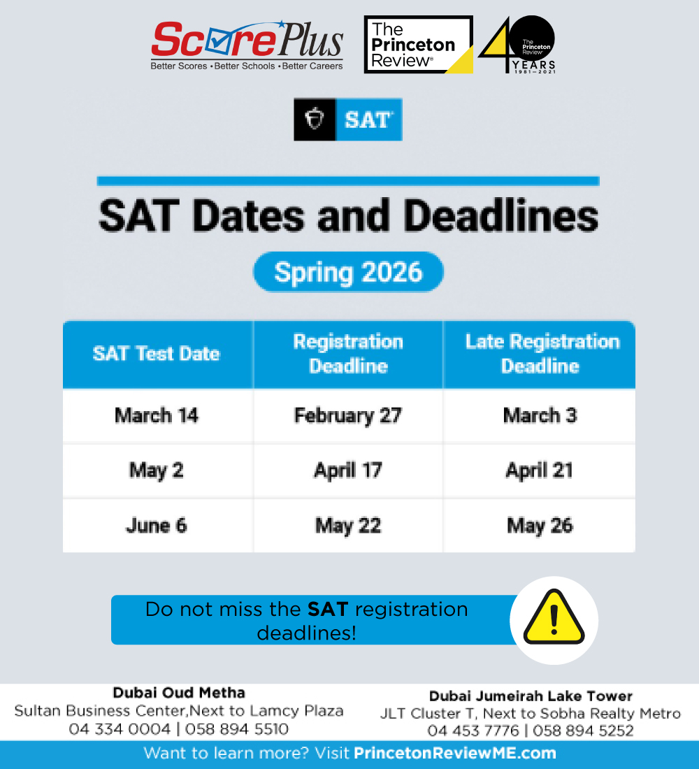 Score Plus UAE - 📅 SAT Spring 2026 Dates Are Here! Don’t... | Facebook
