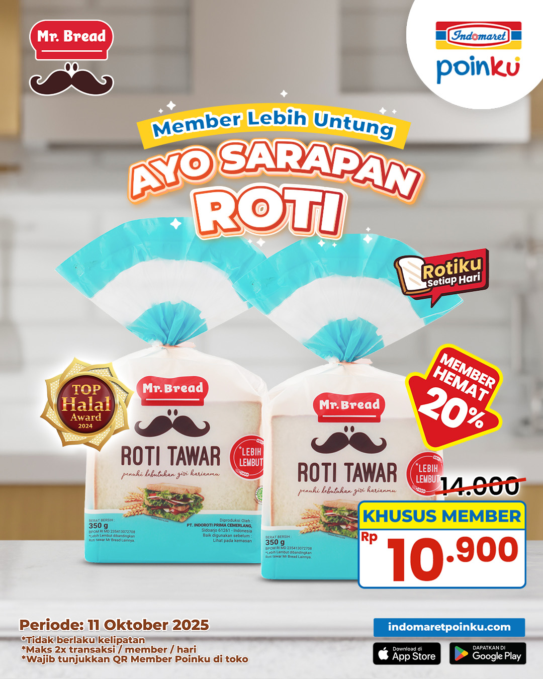 Indomaret - 🍞 AYO SARAPAN ROTI @mrbread_id 🍞 KHUSUS MEMBER! Mr.Bread ...