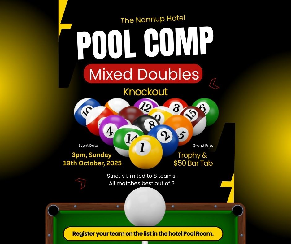 Nannup Hotel - 🎱 Nannup Hotel Pool Comp! 🎱 Think you’ve... | Facebook