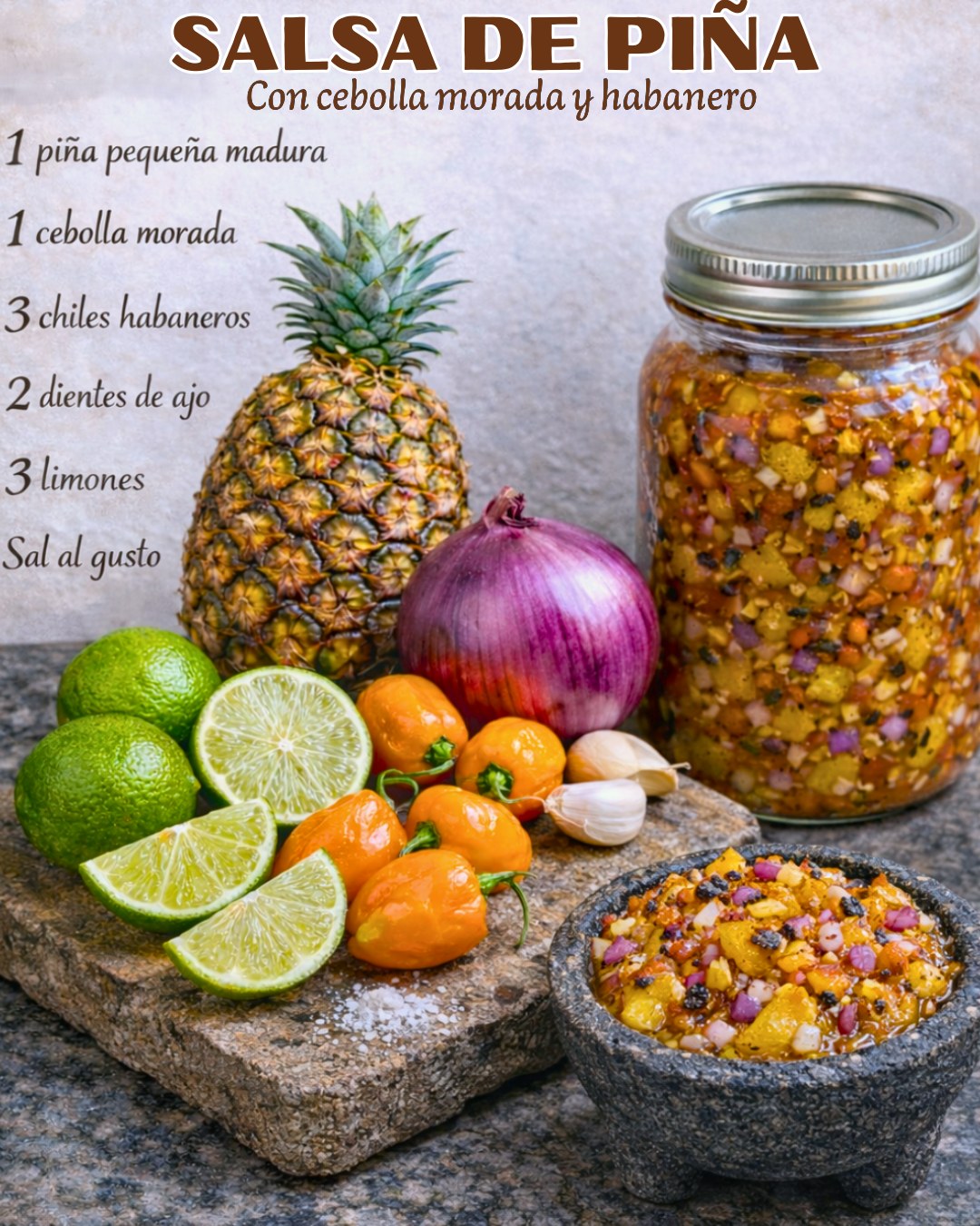 Recetas - Salsa de piña asada con cebolla morada y habanero, queda ...