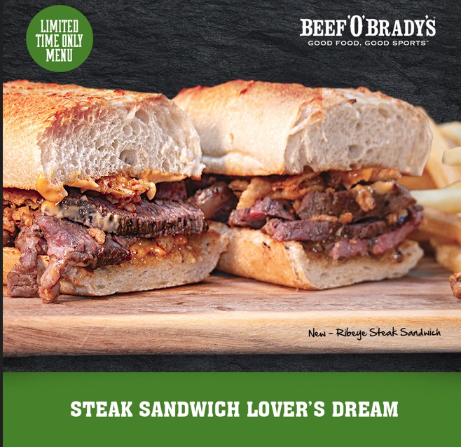 🥩ALL NEW! RIBEYE STEAK SANDWICH!... - Beef O' Brady's Hudson | Facebook
