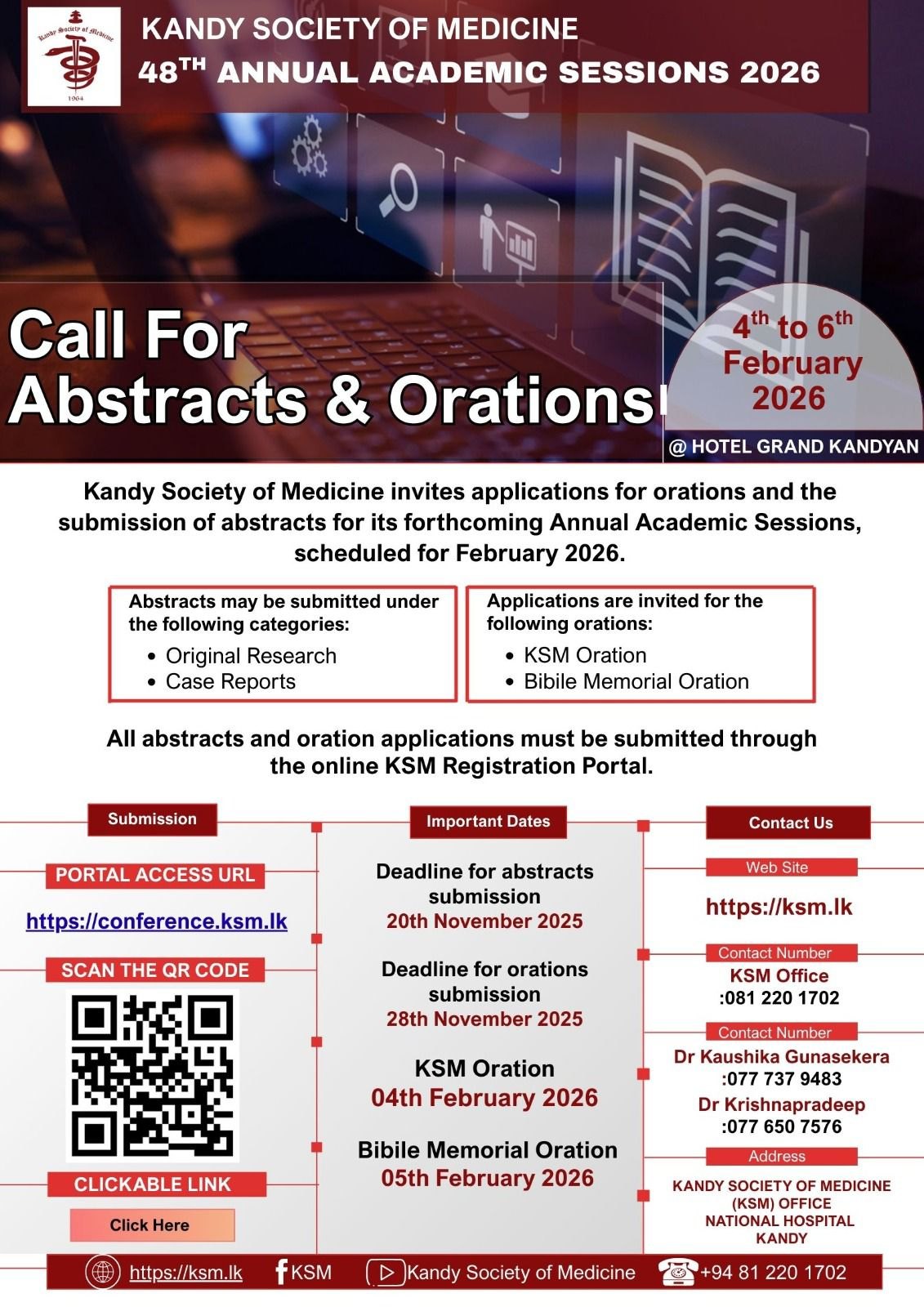 KSM - 📢 Call for Abstracts & Orations | KSM 48th Annual Academic ...