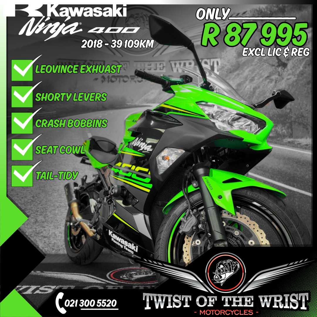 Rev up your dreams with this sleek 2018 Kawasaki Ninja 400