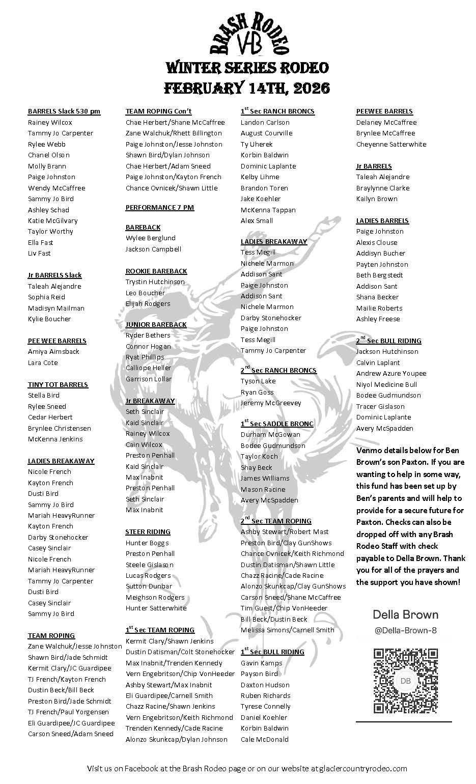 Brash - Rodeo program for Saturday night! Tickets available now at ...