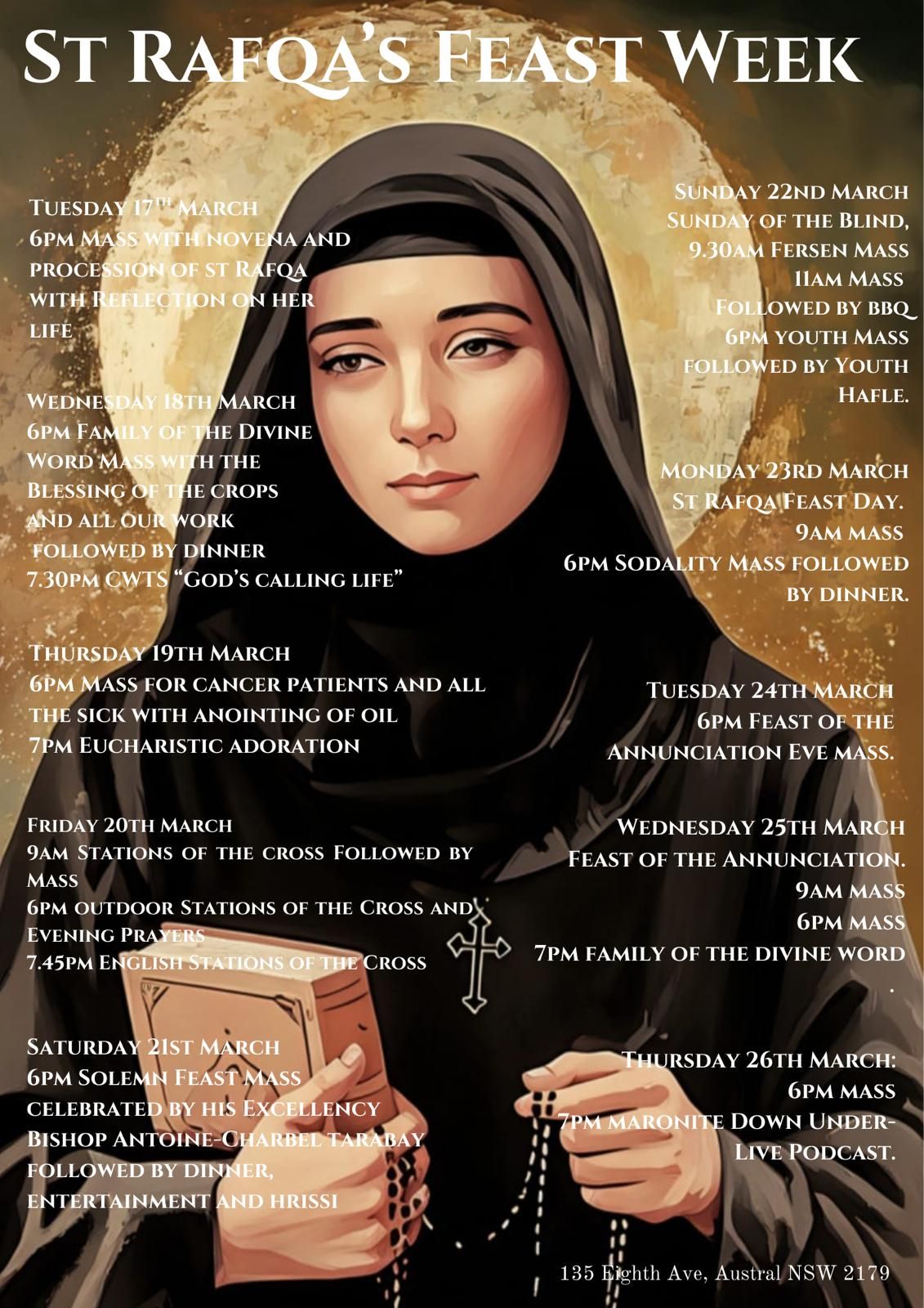 🌷 St Rafqa's Feast... - St Rafqa Maronite Church, Austral | Facebook