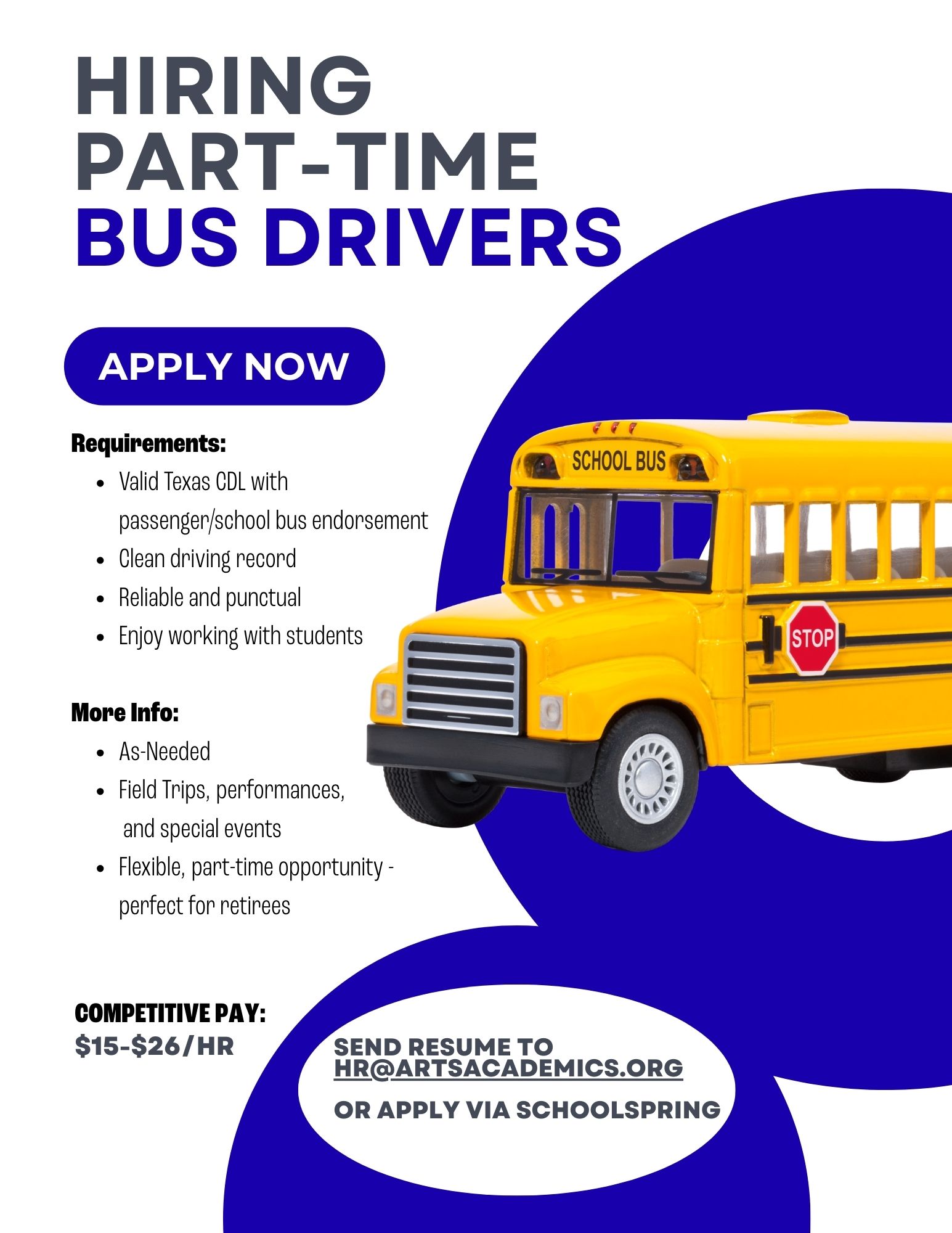 Fort - We are Hiring, Apply Now! Part-Time School Bus Driver Apply ...