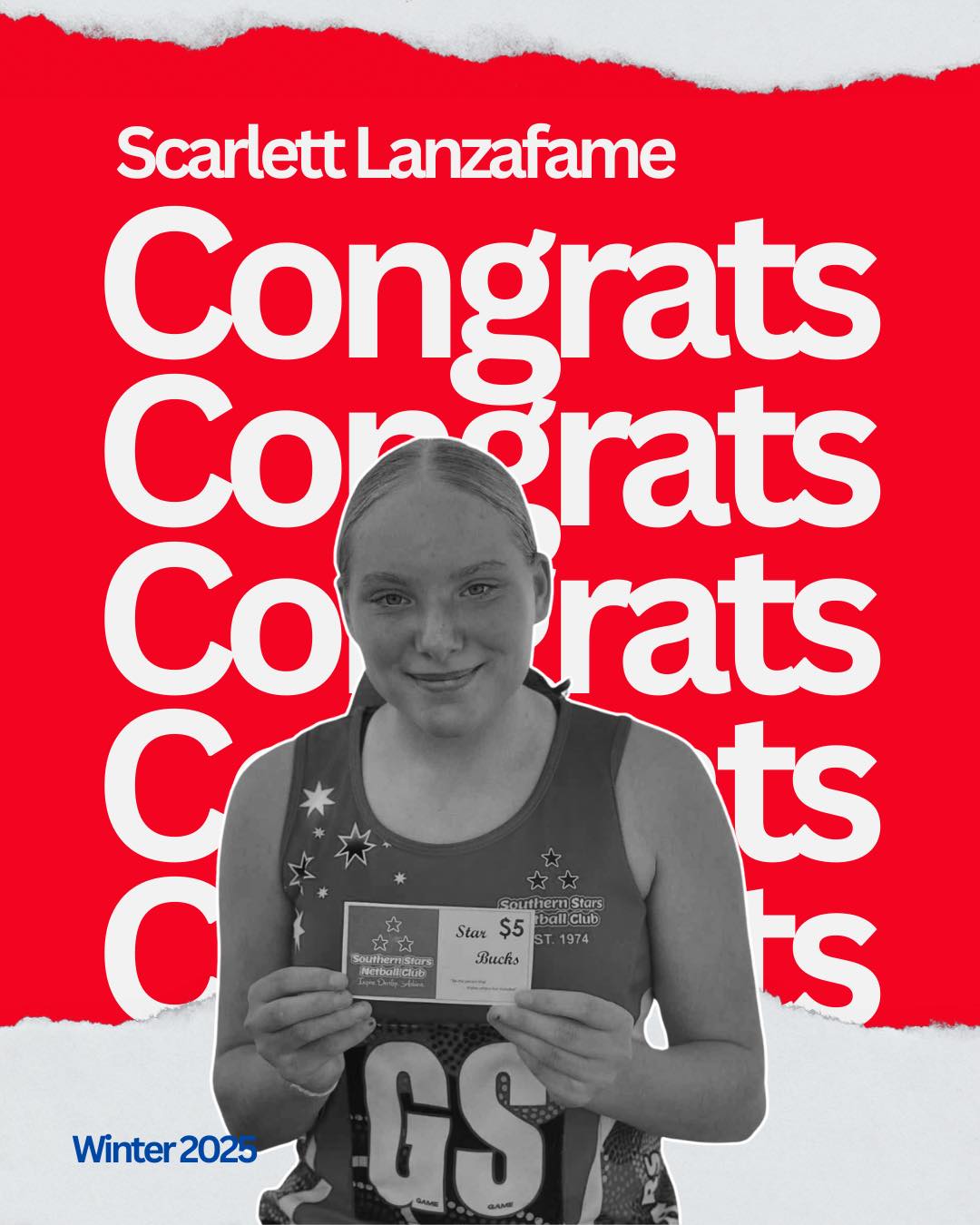 🌟 Congratulations Scarlett!... - Southern Stars Netball Club | Facebook